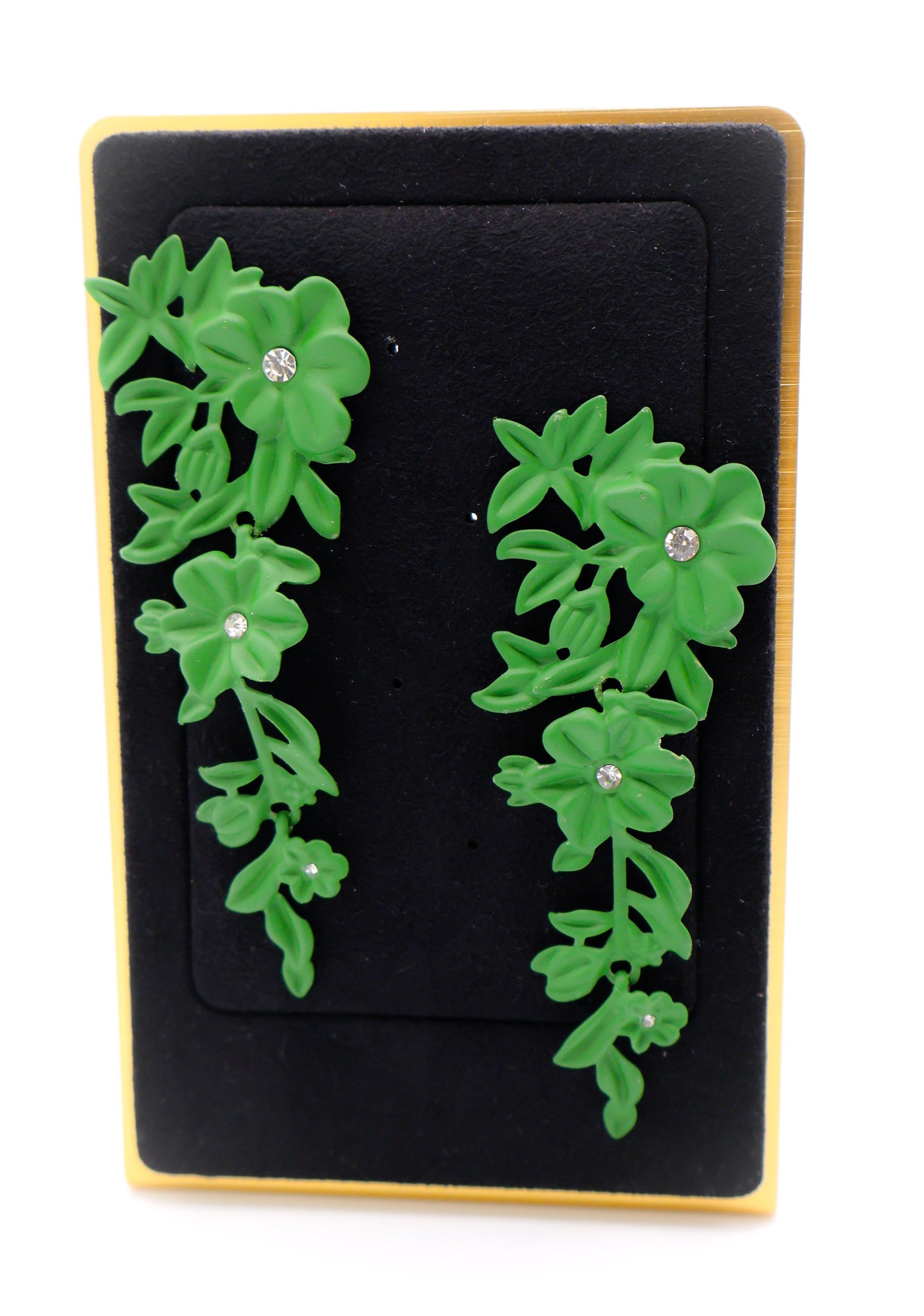 Green Floral Elegant Statement Earrings Blooming Glamour