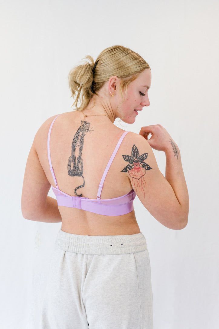 Frosted Lilac Mesh Scoop-Neck Bra