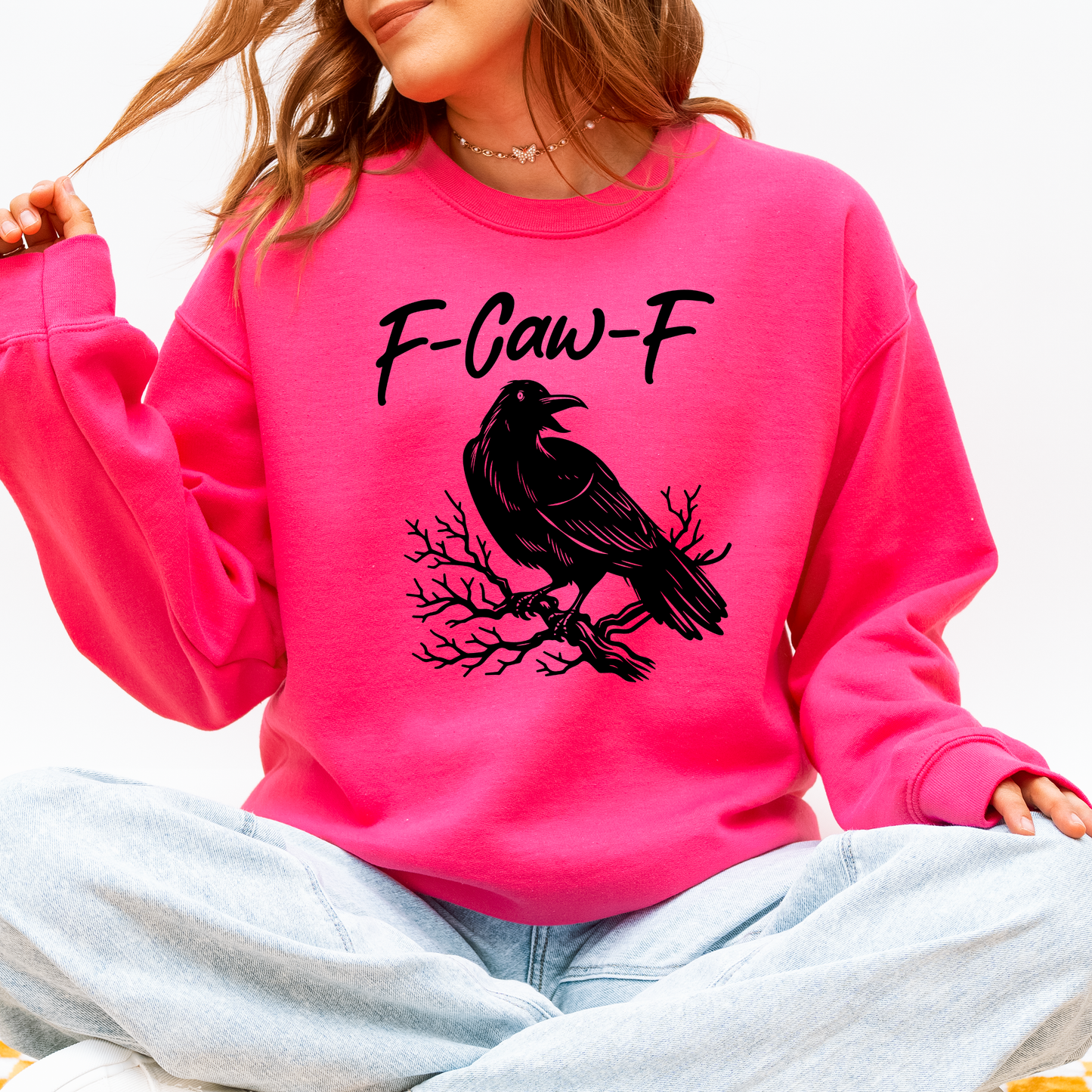 Funny Graphic Sweatshirt Raven Crow Halloween Goth Witch Spooky