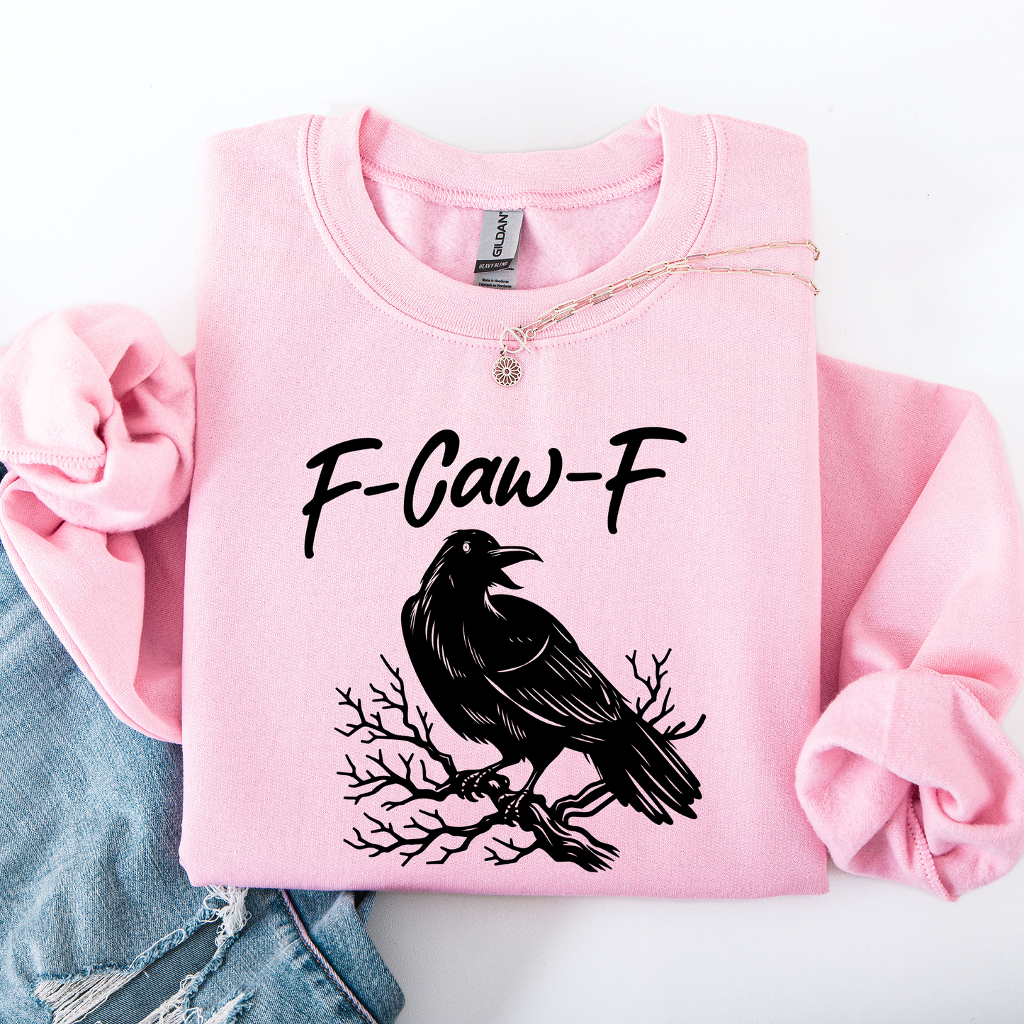 Funny Graphic Sweatshirt Raven Crow Halloween Goth Witch Spooky