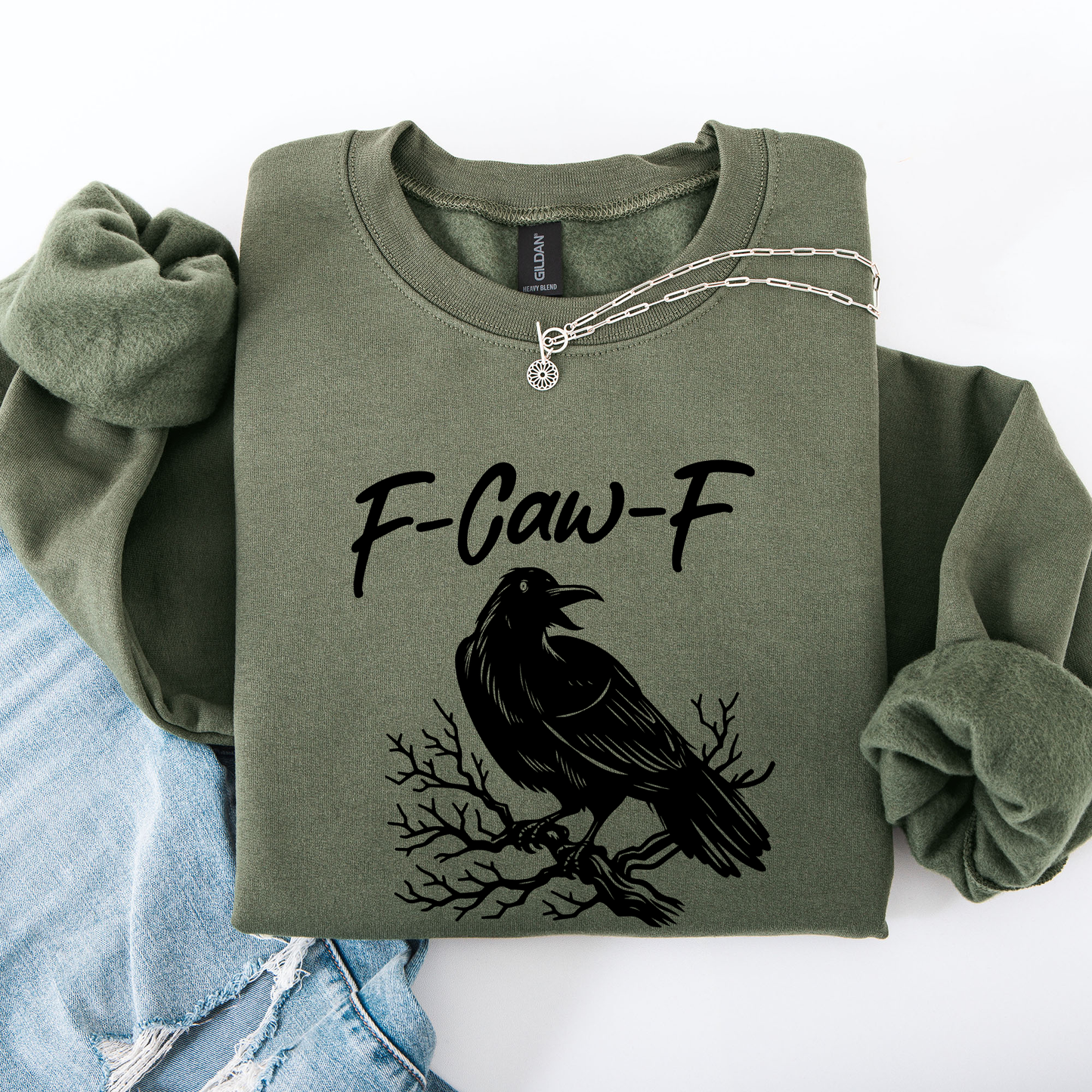 Funny Graphic Sweatshirt Raven Crow Halloween Goth Witch Spooky