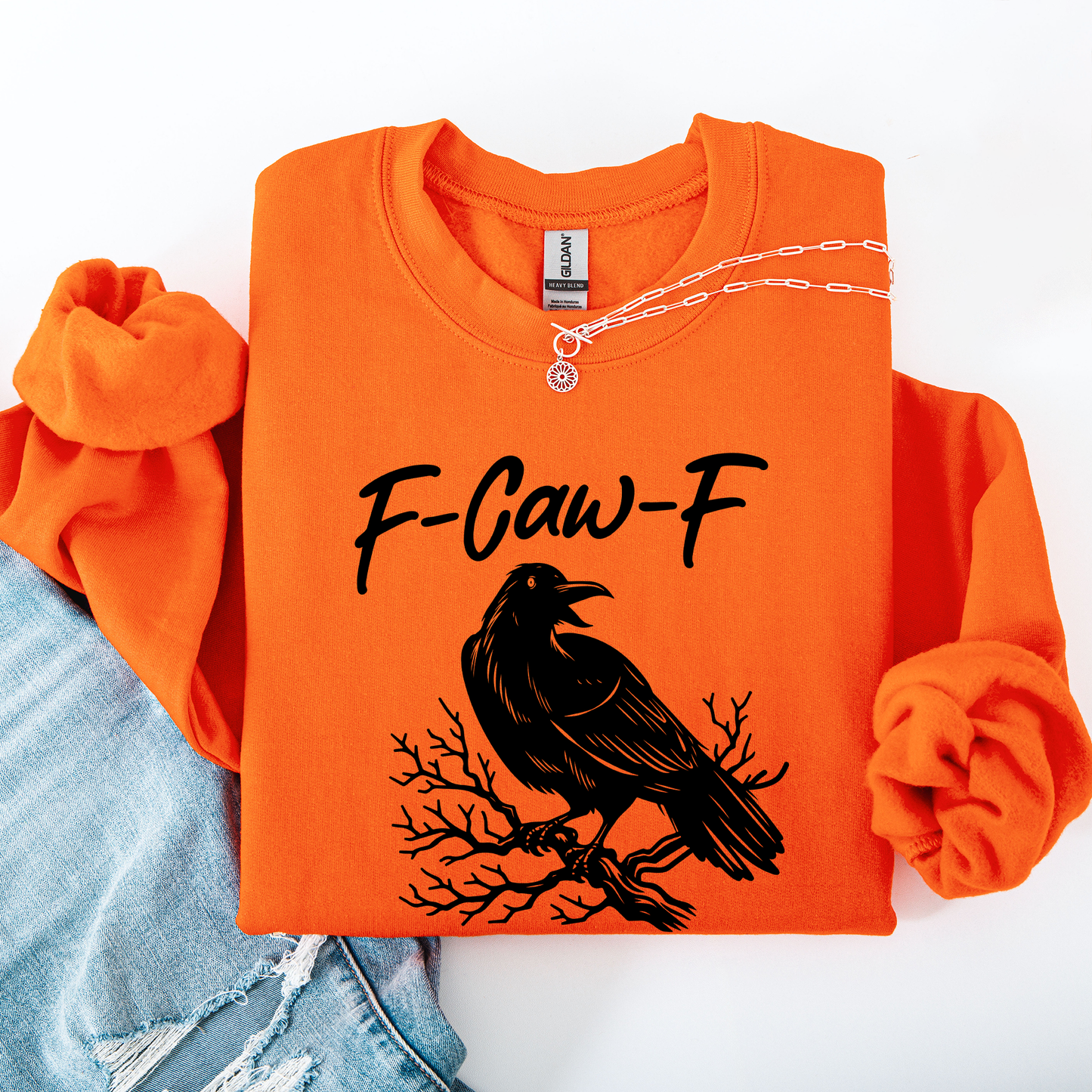 Funny Graphic Sweatshirt Raven Crow Halloween Goth Witch Spooky