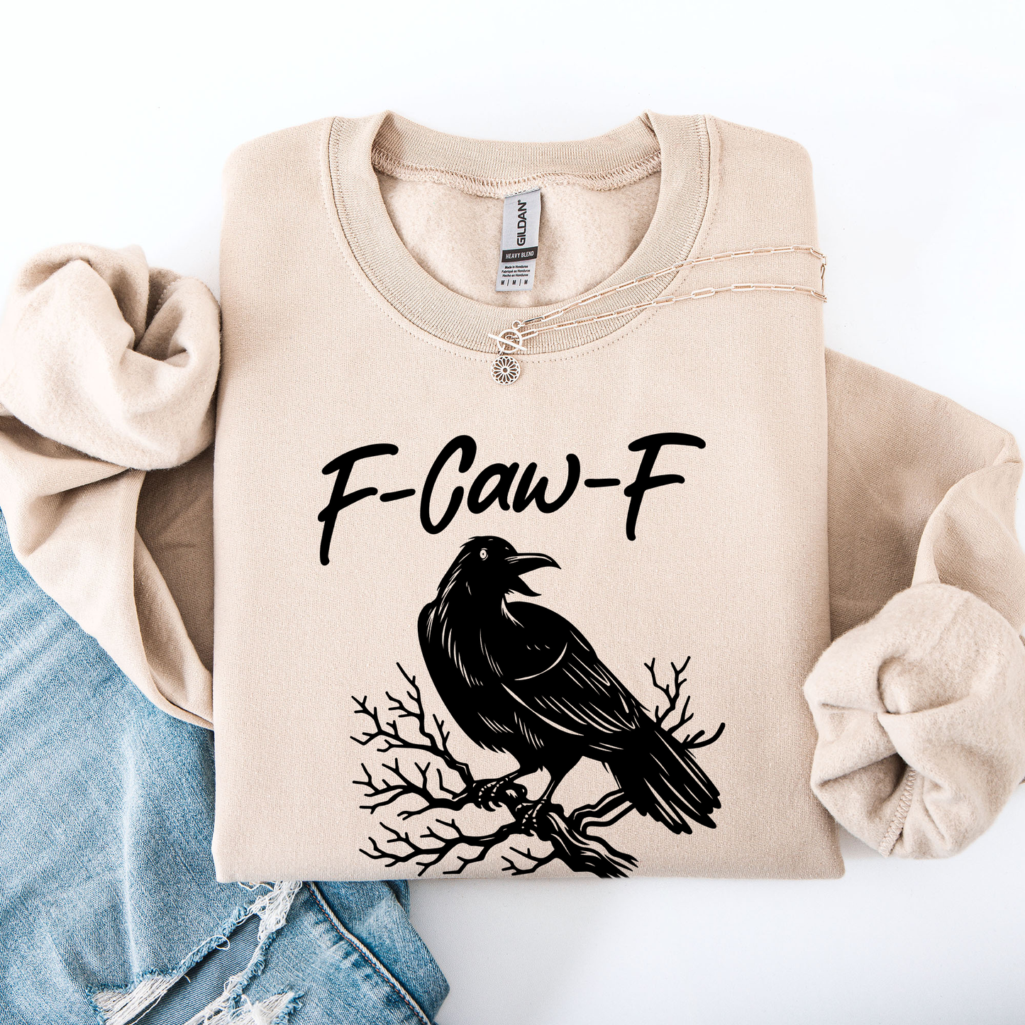 Funny Graphic Sweatshirt Raven Crow Halloween Goth Witch Spooky