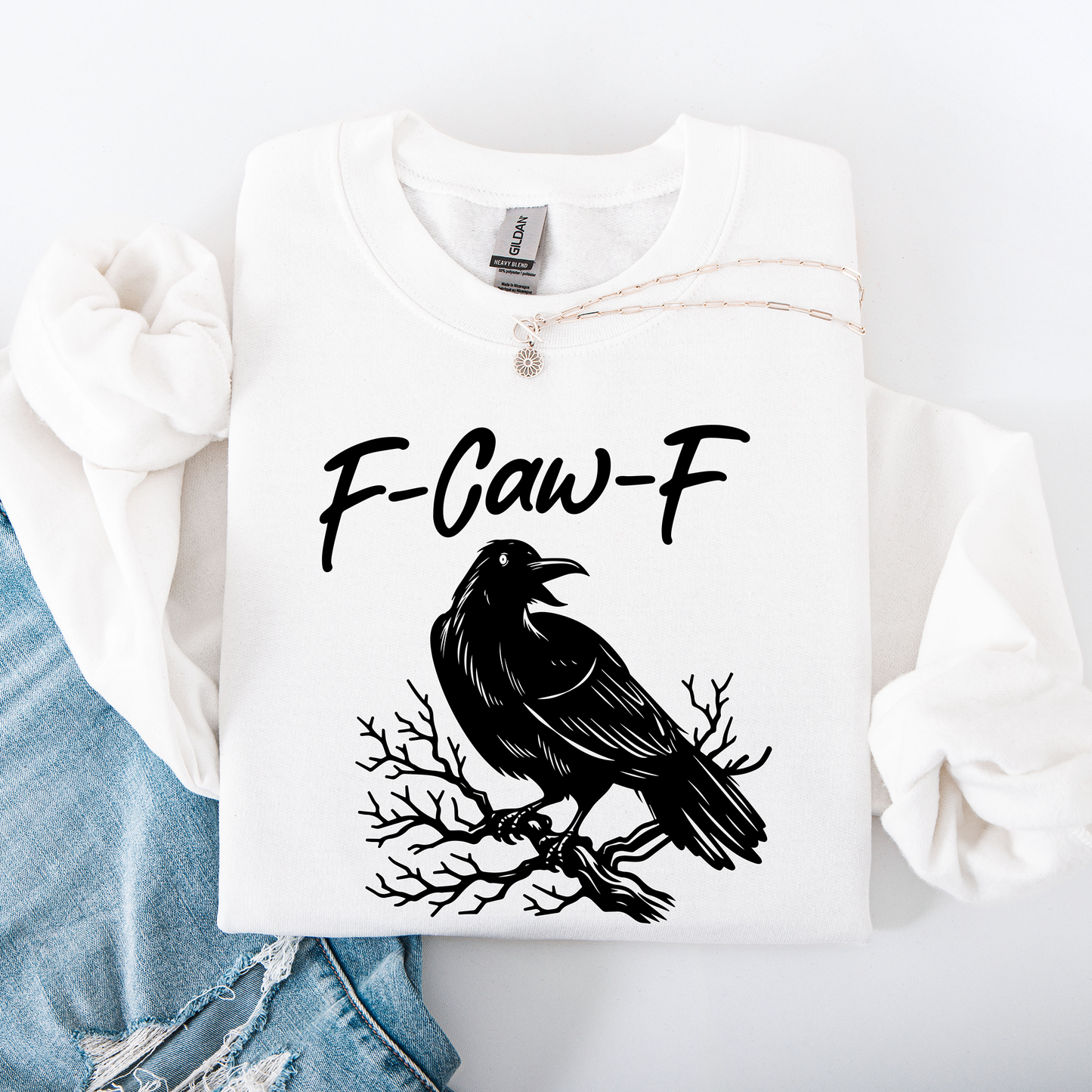Funny Graphic Sweatshirt Raven Crow Halloween Goth Witch Spooky