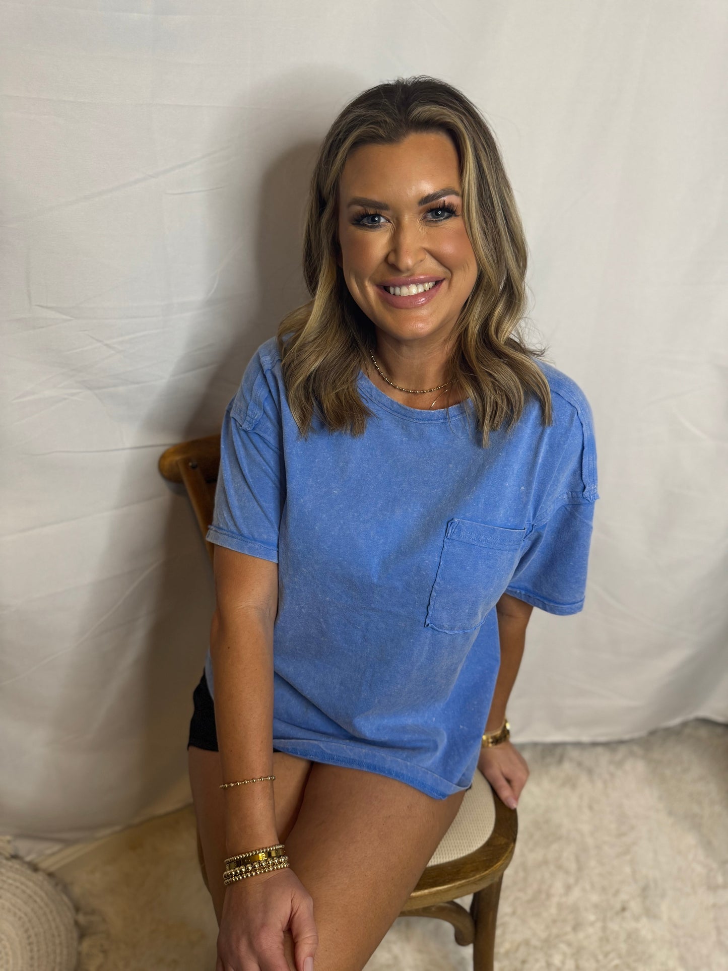 Mineral Washed Soft Tee with Chest Pocket