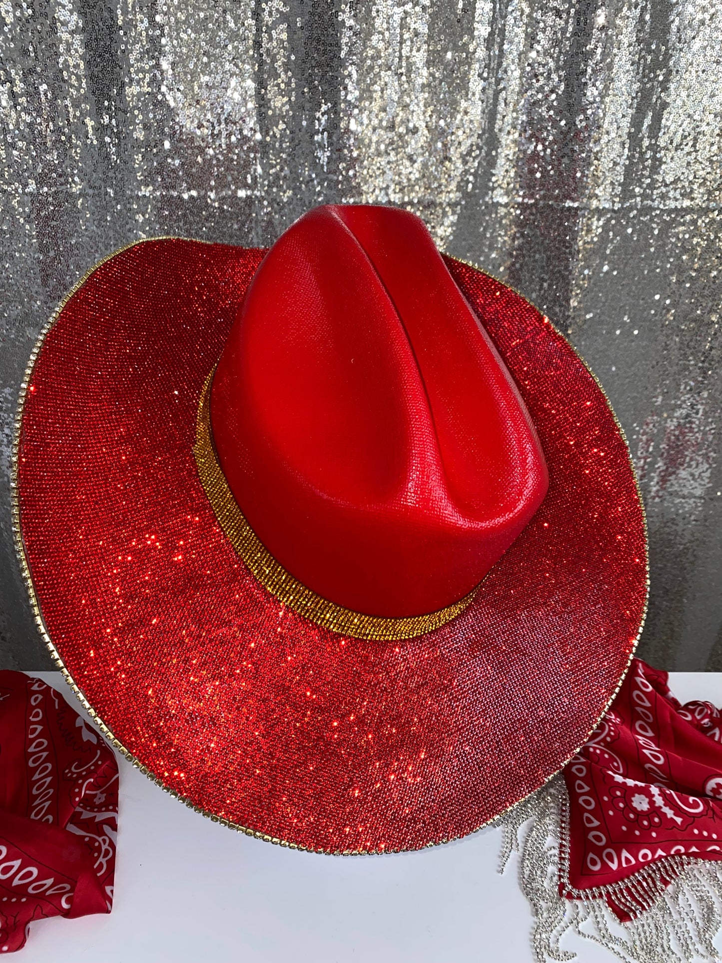 Kansas City Chiefs Rhinestone Red Straw Hat Rhinestone Cowgirl