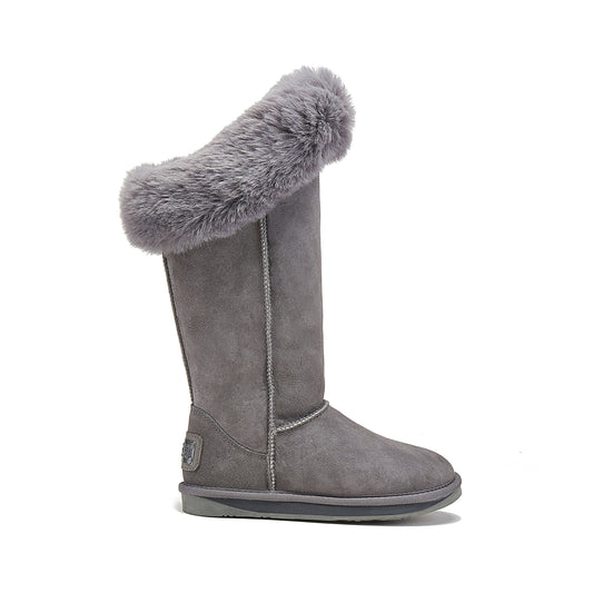 Cosy Tall Faux Fur Cuff Sheepskin Boots FOXY TALL GRAY Luxe
