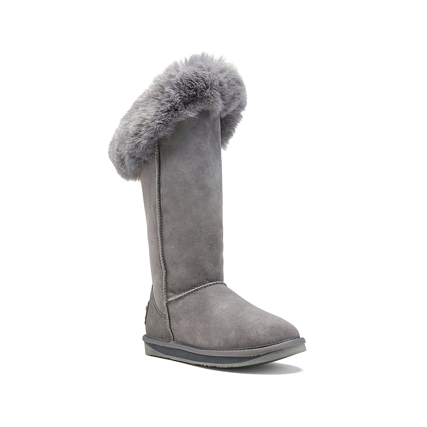 Cosy Tall Faux Fur Cuff Sheepskin Boots FOXY TALL GRAY Luxe
