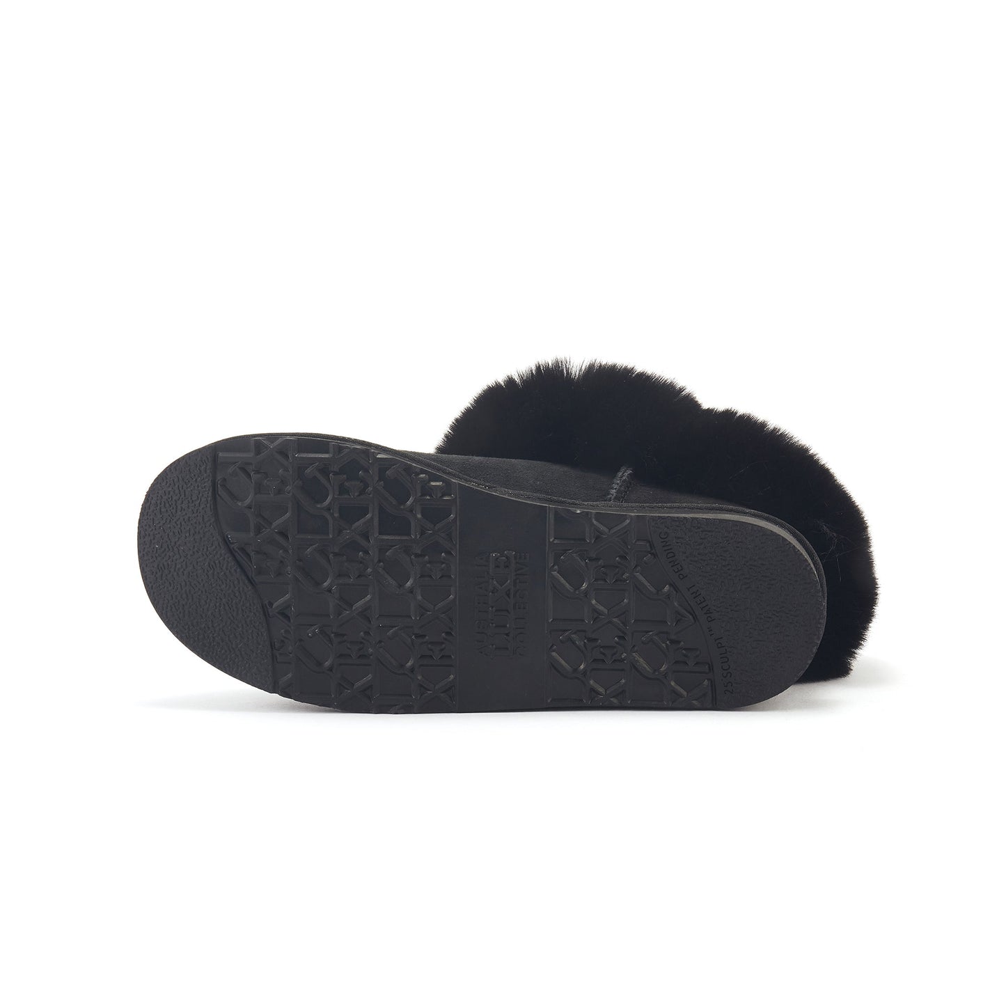 Ultra Short Black Faux Fur Cuff Suede Slippers FOXY by Australia Luxe Collective
