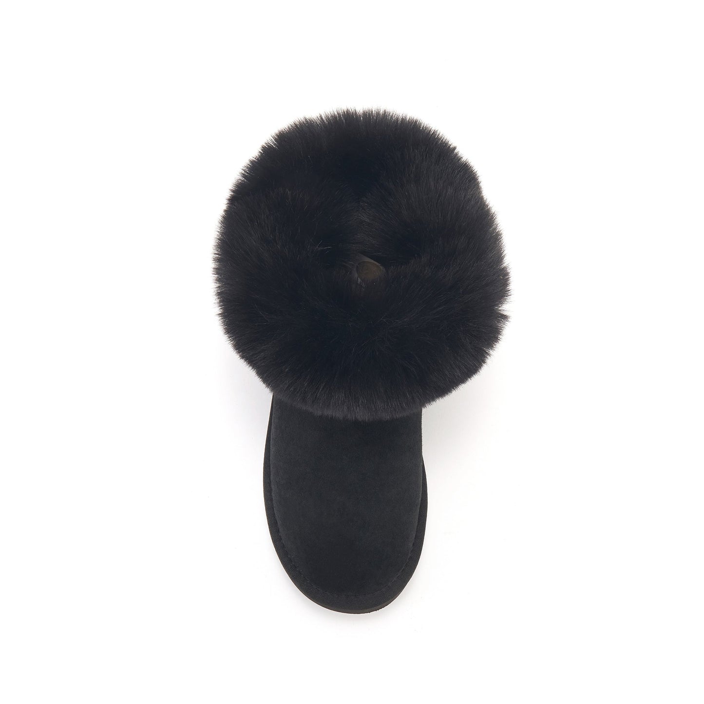 Ultra Short Black Faux Fur Cuff Suede Slippers FOXY by Australia Luxe Collective