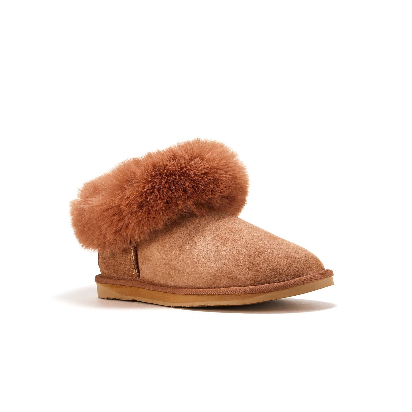 Ultra Short Chestnut Faux Fur Cuff Cosy Shoe FOXY