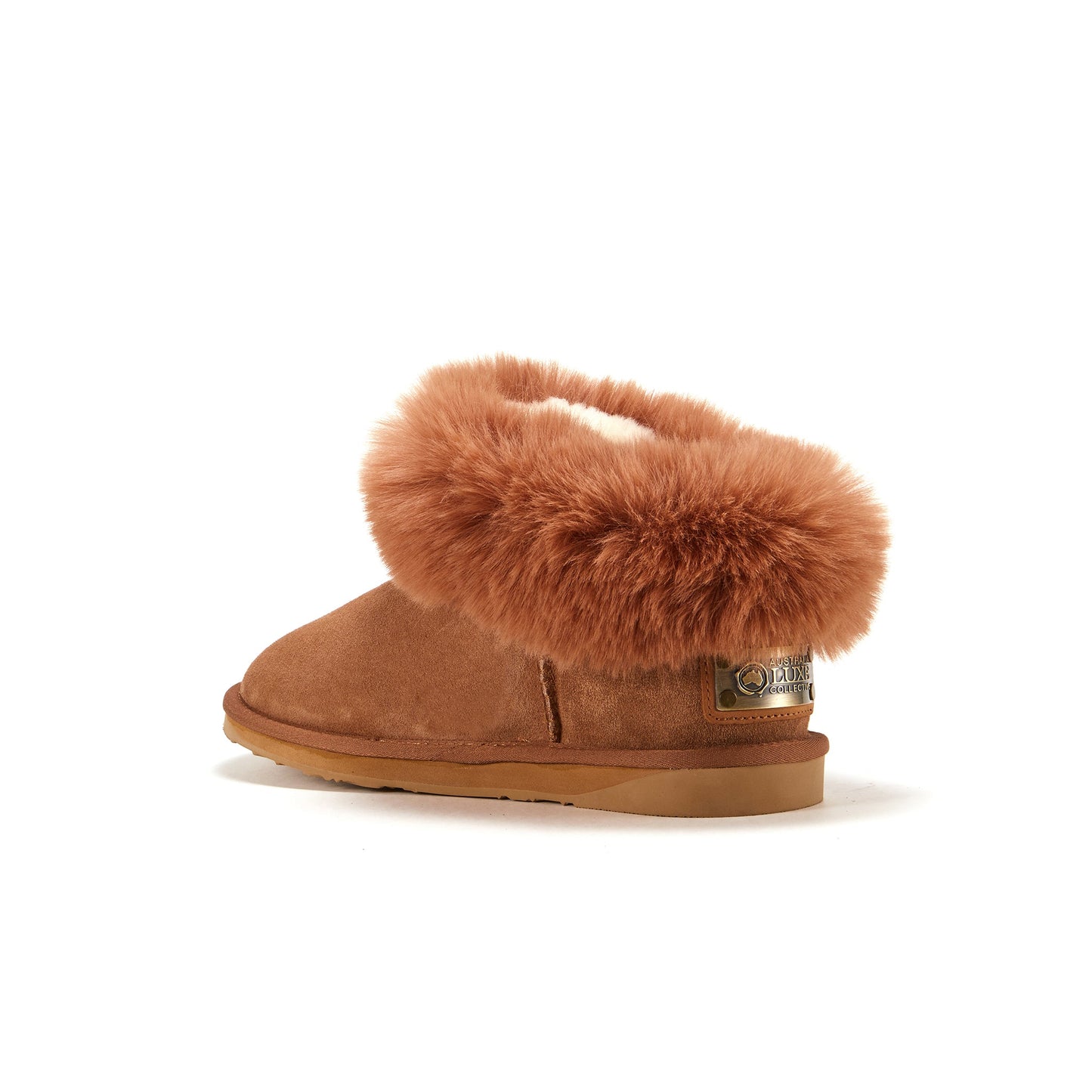 Ultra Short Chestnut Faux Fur Cuff Cosy Shoe FOXY