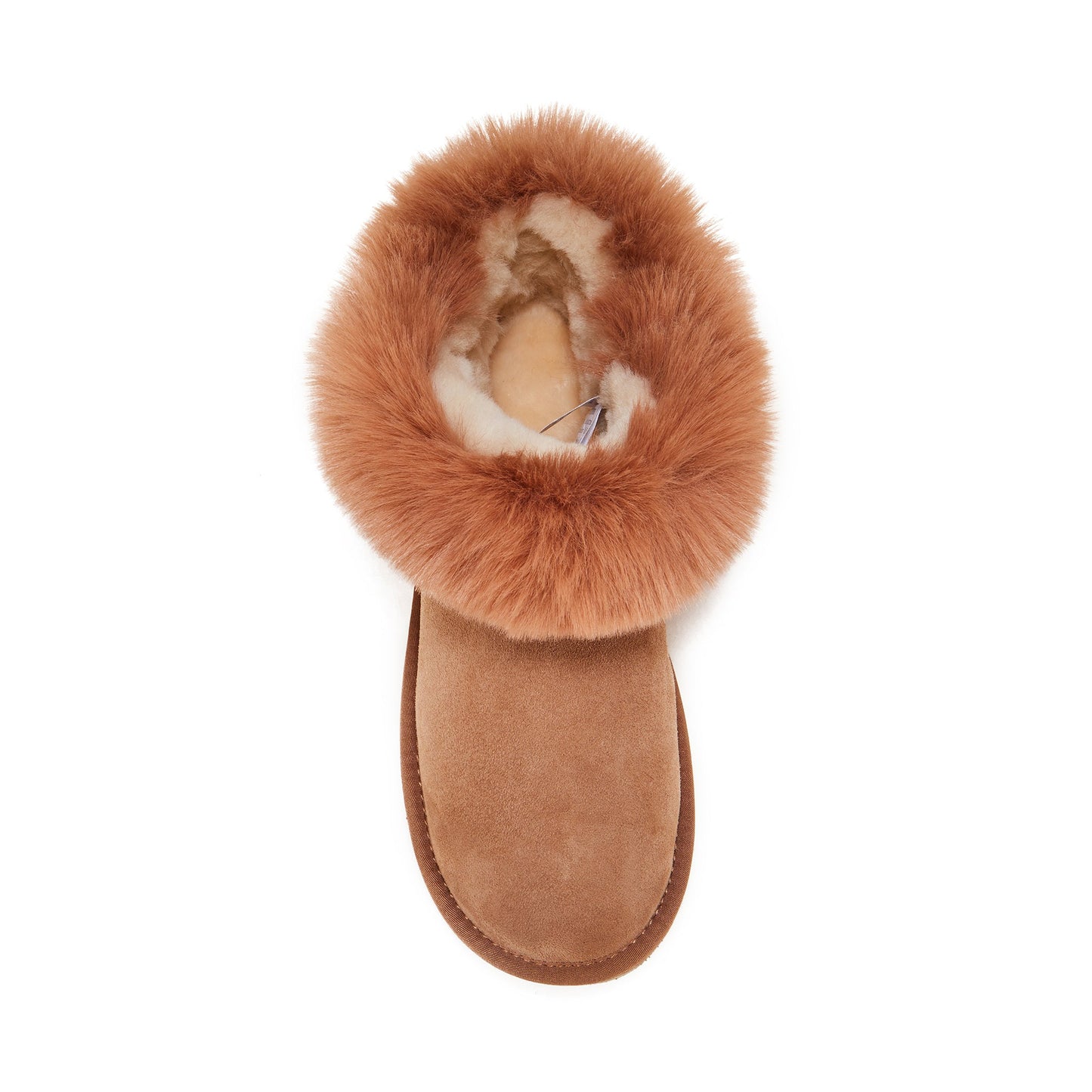 Ultra Short Chestnut Faux Fur Cuff Cosy Shoe FOXY