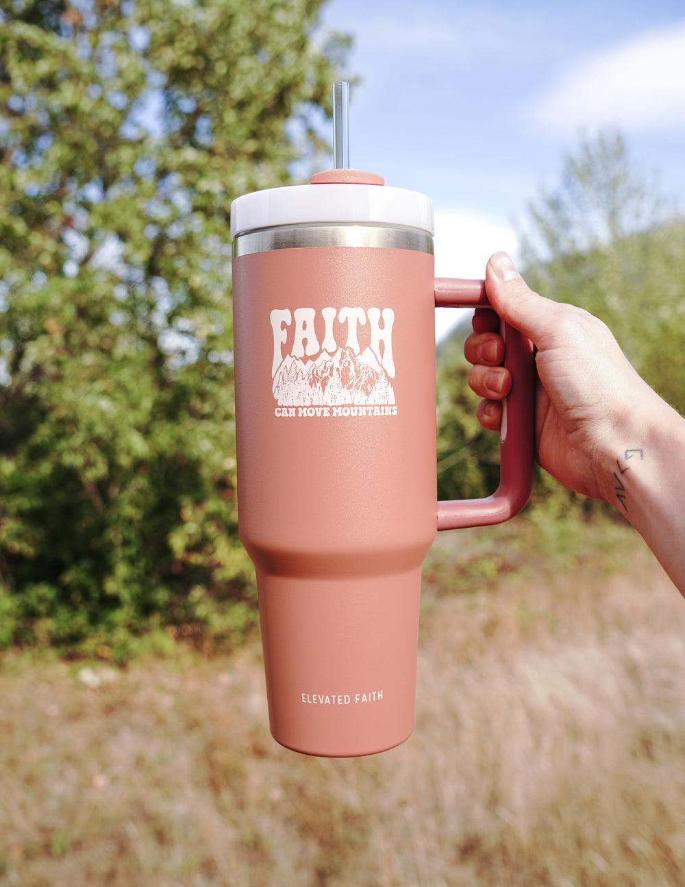 Faith Can Move Mountains 40 oz Stainless Steel Tumbler