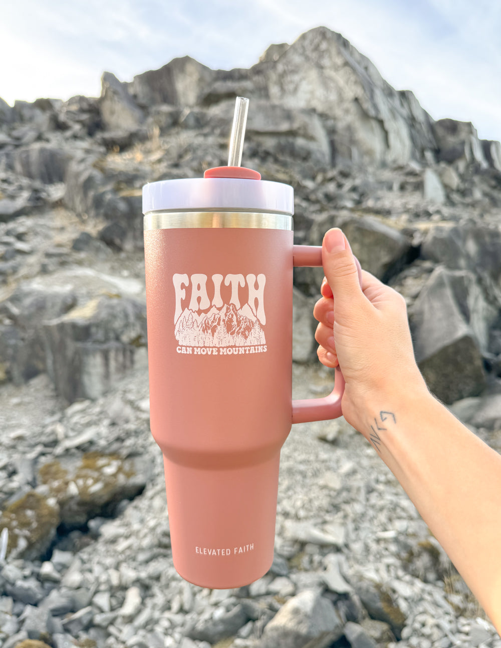 Faith Can Move Mountains 40 oz Stainless Steel Tumbler