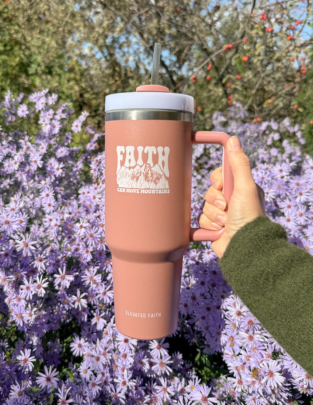 Faith Can Move Mountains 40 oz Stainless Steel Tumbler