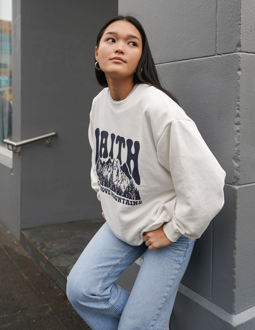 Faith Can Move Mountains Cream Unisex Crewneck