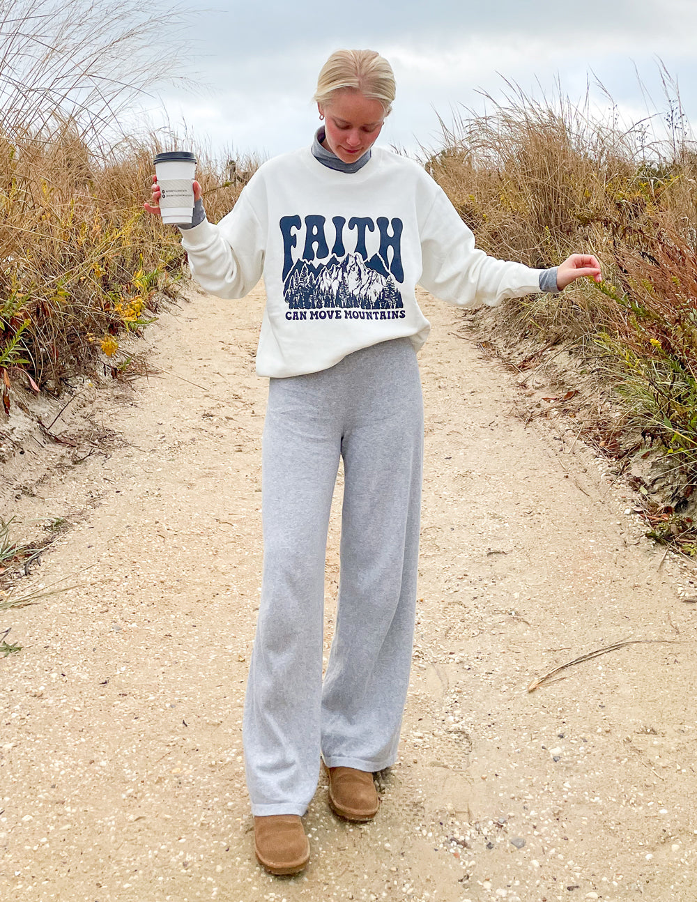Faith Can Move Mountains Cream Unisex Crewneck