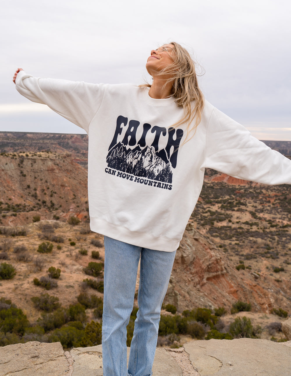 Faith Can Move Mountains Cream Unisex Crewneck