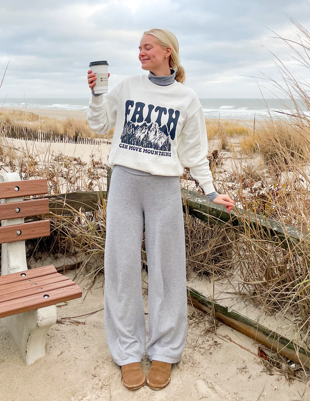 Faith Can Move Mountains Cream Unisex Crewneck