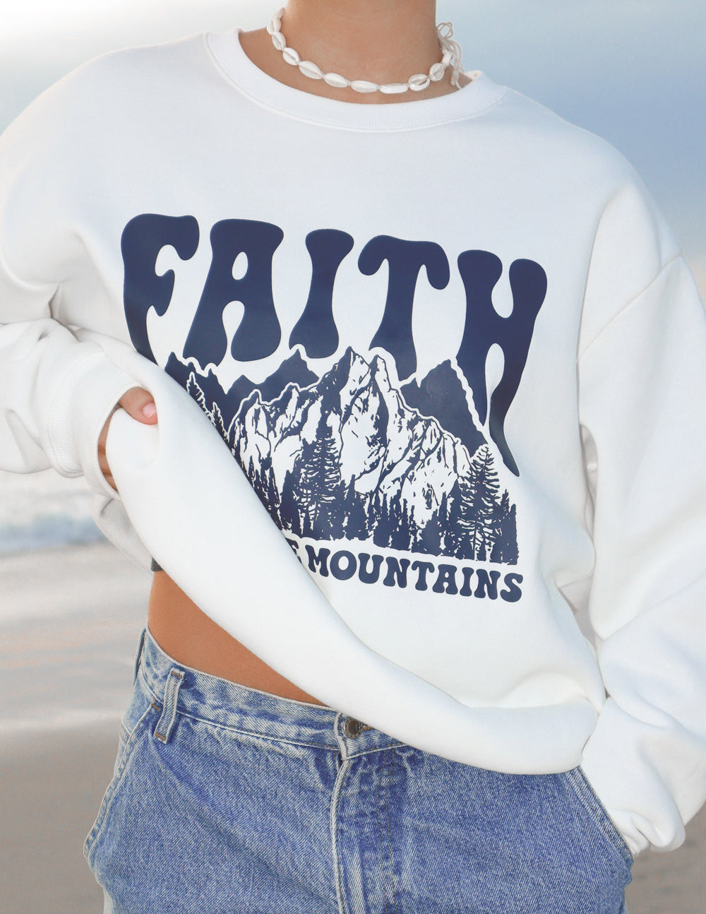 Faith Can Move Mountains Cream Unisex Crewneck