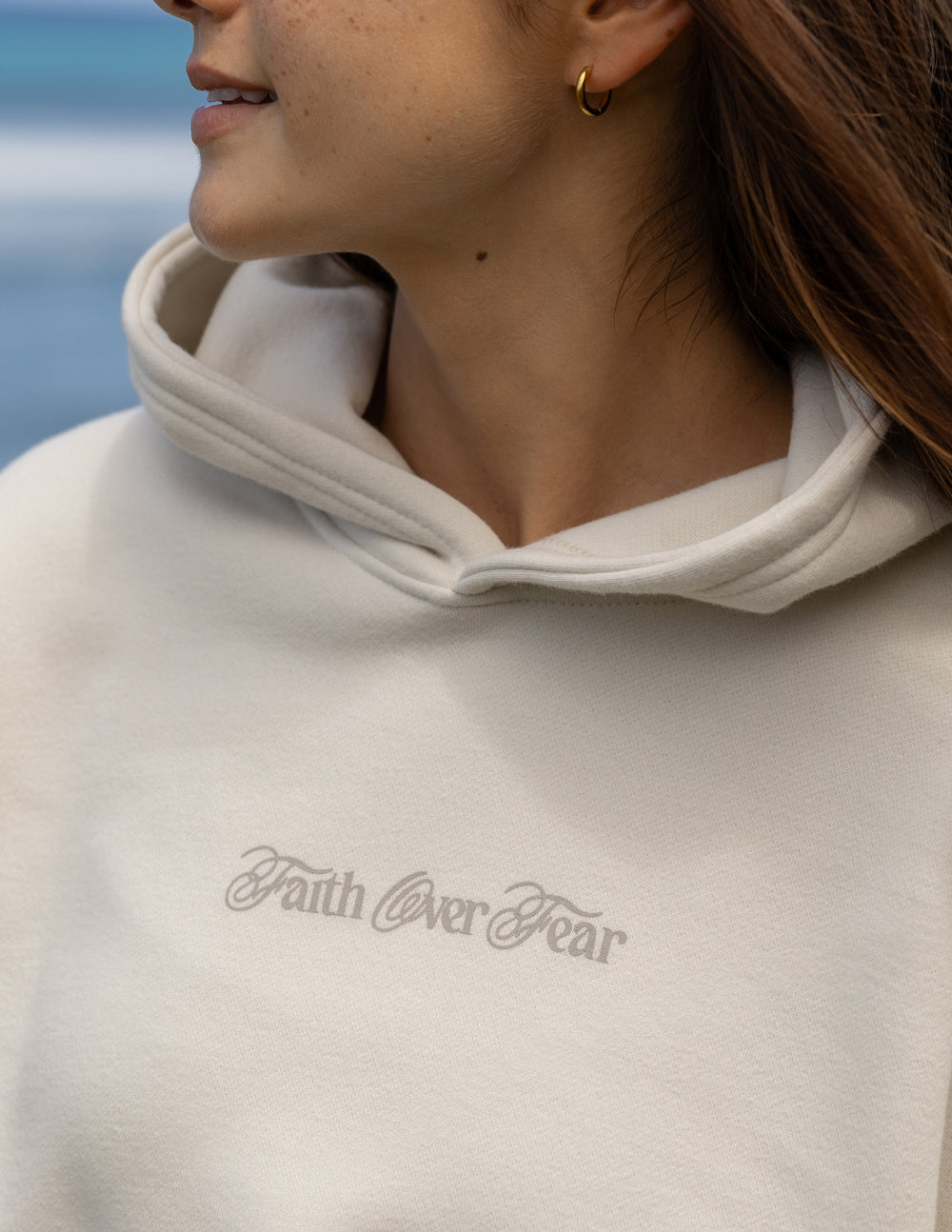 Faith Over Fear Taupe Unisex Hoodie Relaxed Fit