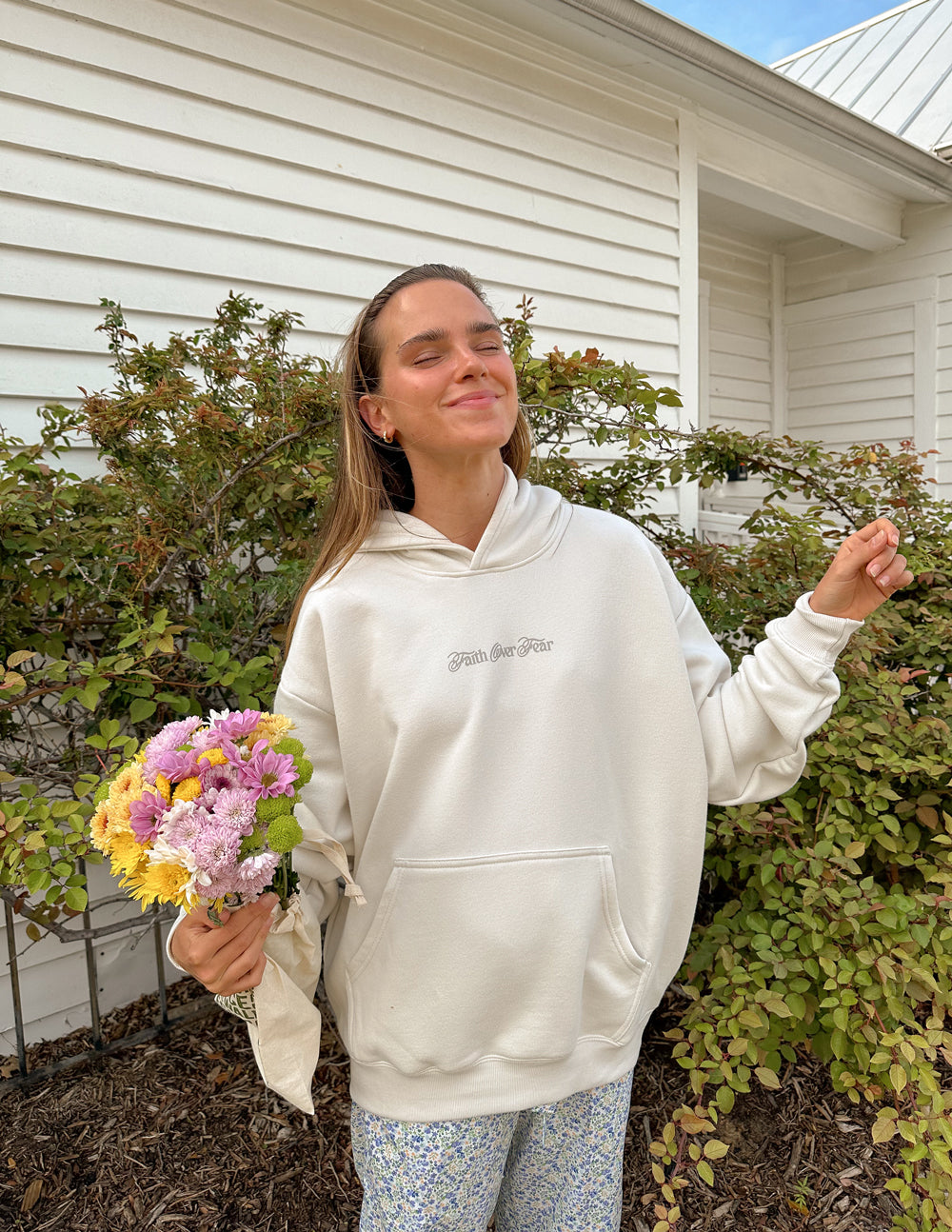 Faith Over Fear Taupe Unisex Hoodie Relaxed Fit