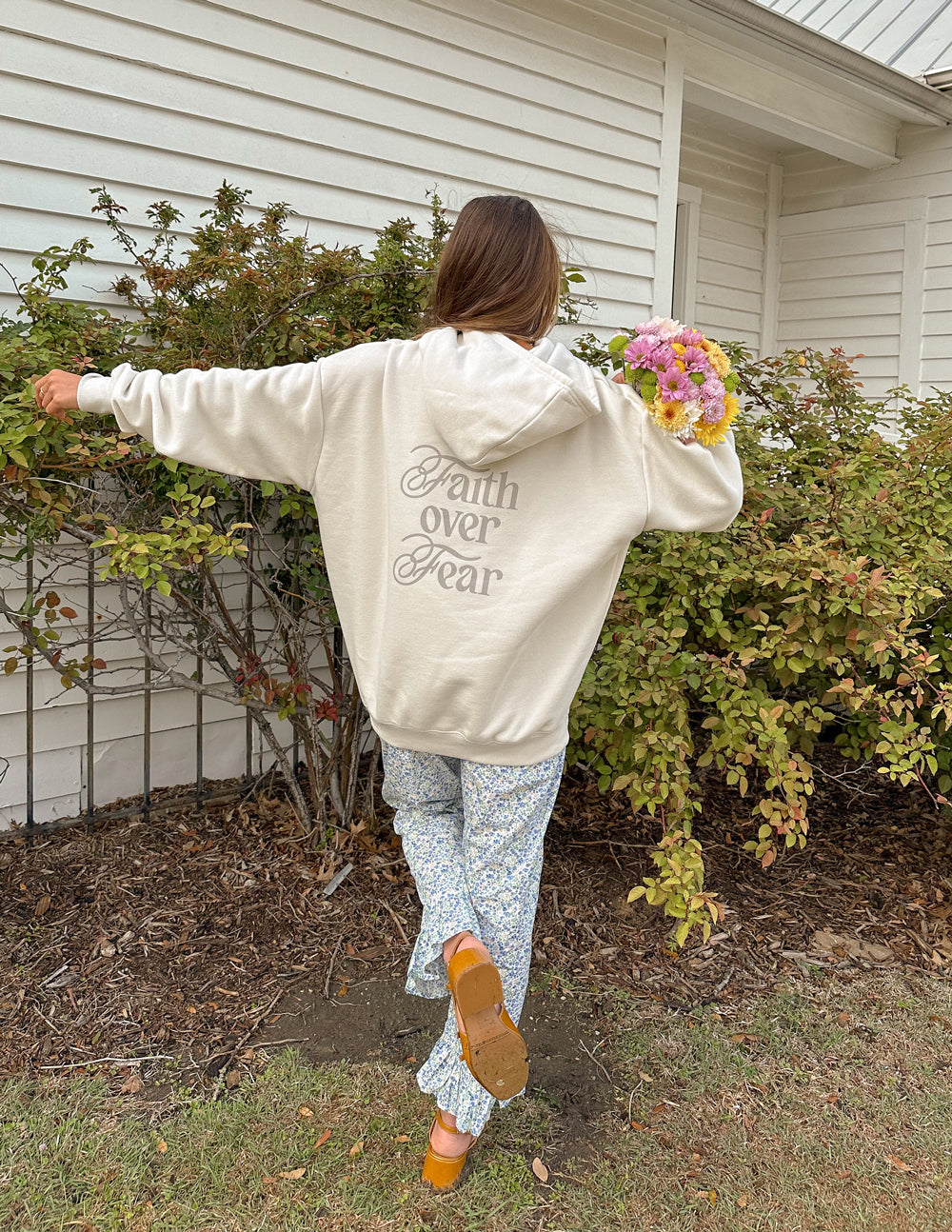 Faith Over Fear Taupe Unisex Hoodie Relaxed Fit