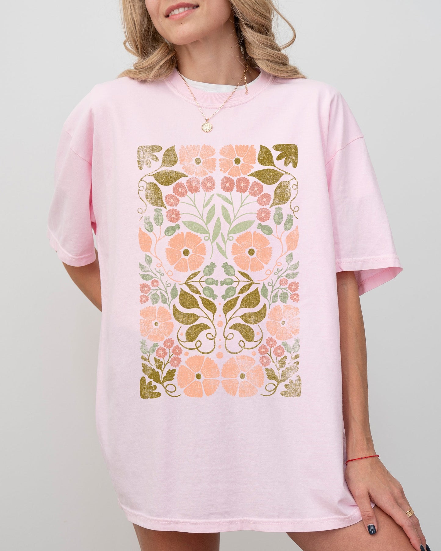 Fall Folk Art Flowers Autumn Floral Shirt Comfort Colors T-Shirt