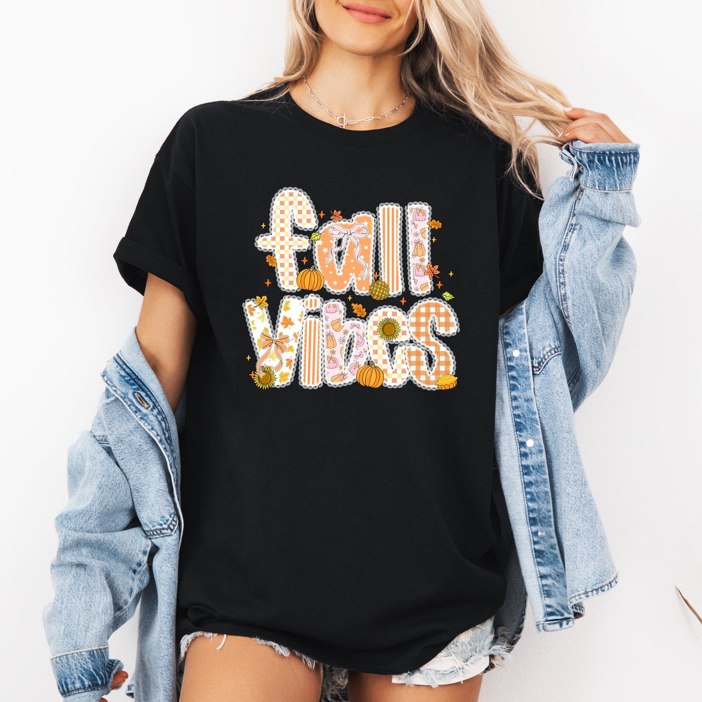 Fall Vibes Autumn Pumpkin Pattern Tshirt Refinery Number One