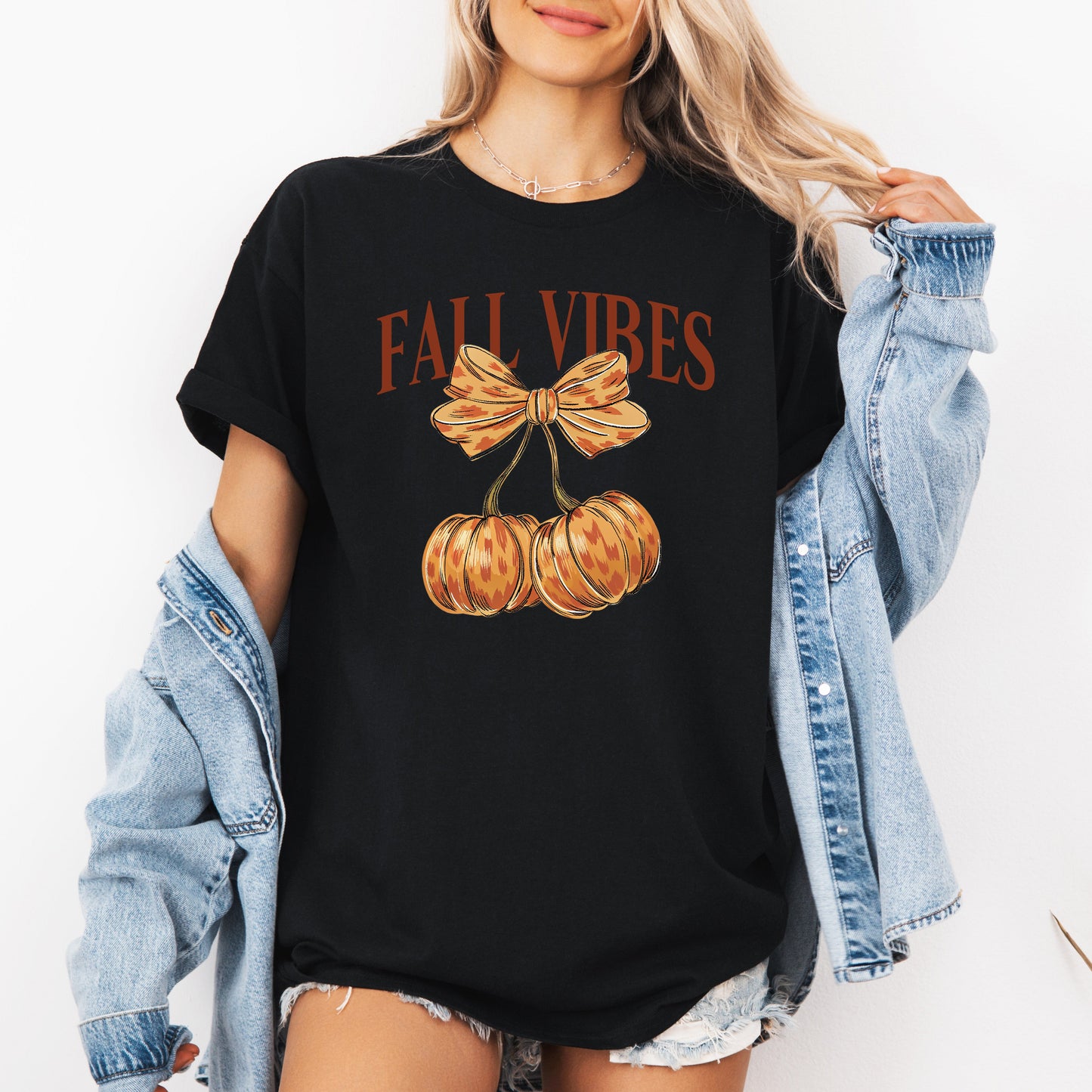 Fall Vibes Cherry Pumpkins Autumn Halloween T-shirt Refinery Number One