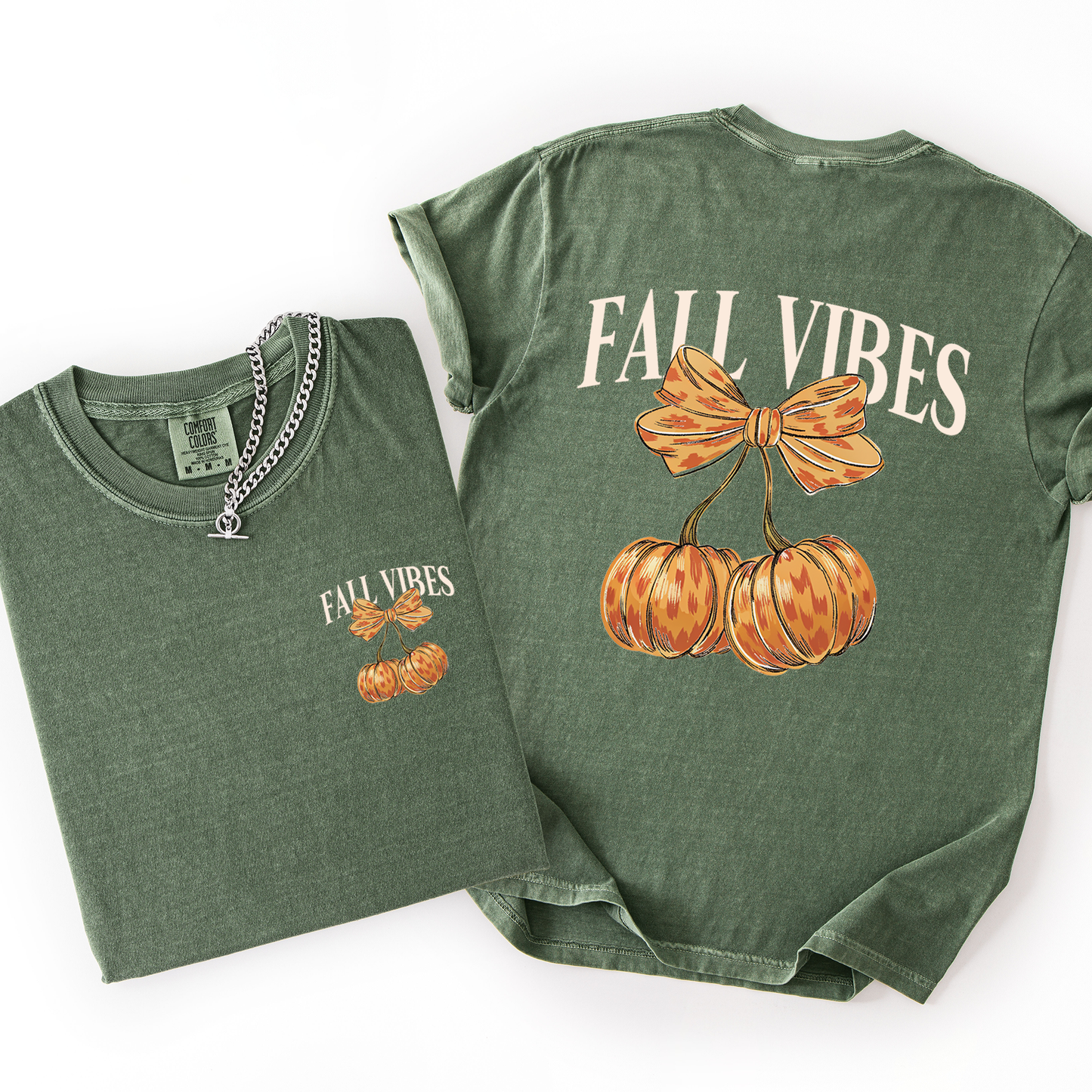 Fall Vibes Cherry Pumpkins Autumn Halloween Comfort Colors T-Shirt Refinery Number One