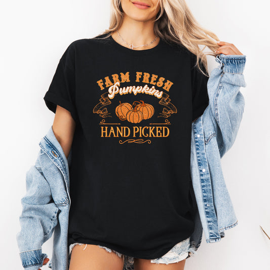 Farm Fresh Pumpkins Hand Picked Fall Tshirt Refinery Number One