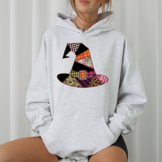 Faux Patchwork Witch Hat Graphic Hoodie Hooded Sweatshirt Refinery Number One