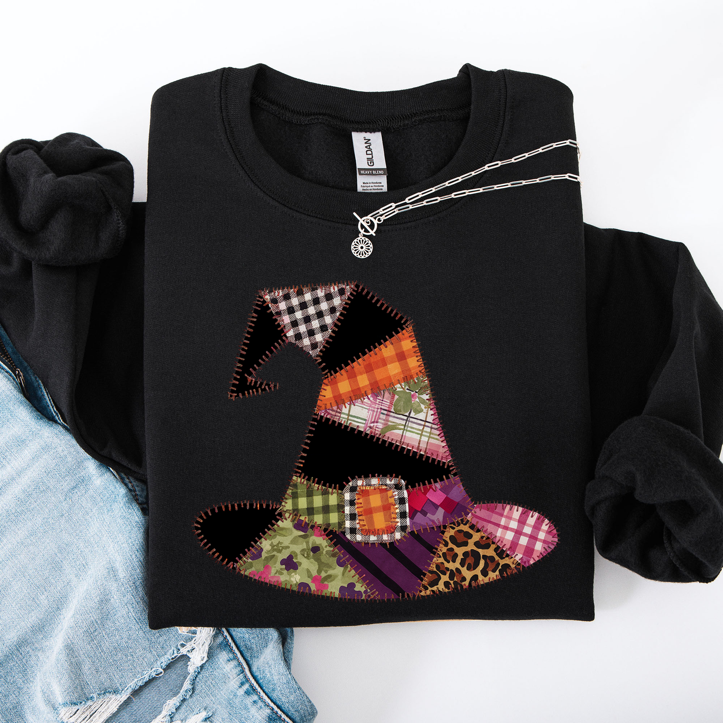 Faux Patchwork Witch Hat Patchwork Halloween Shirt Refinery No. 1