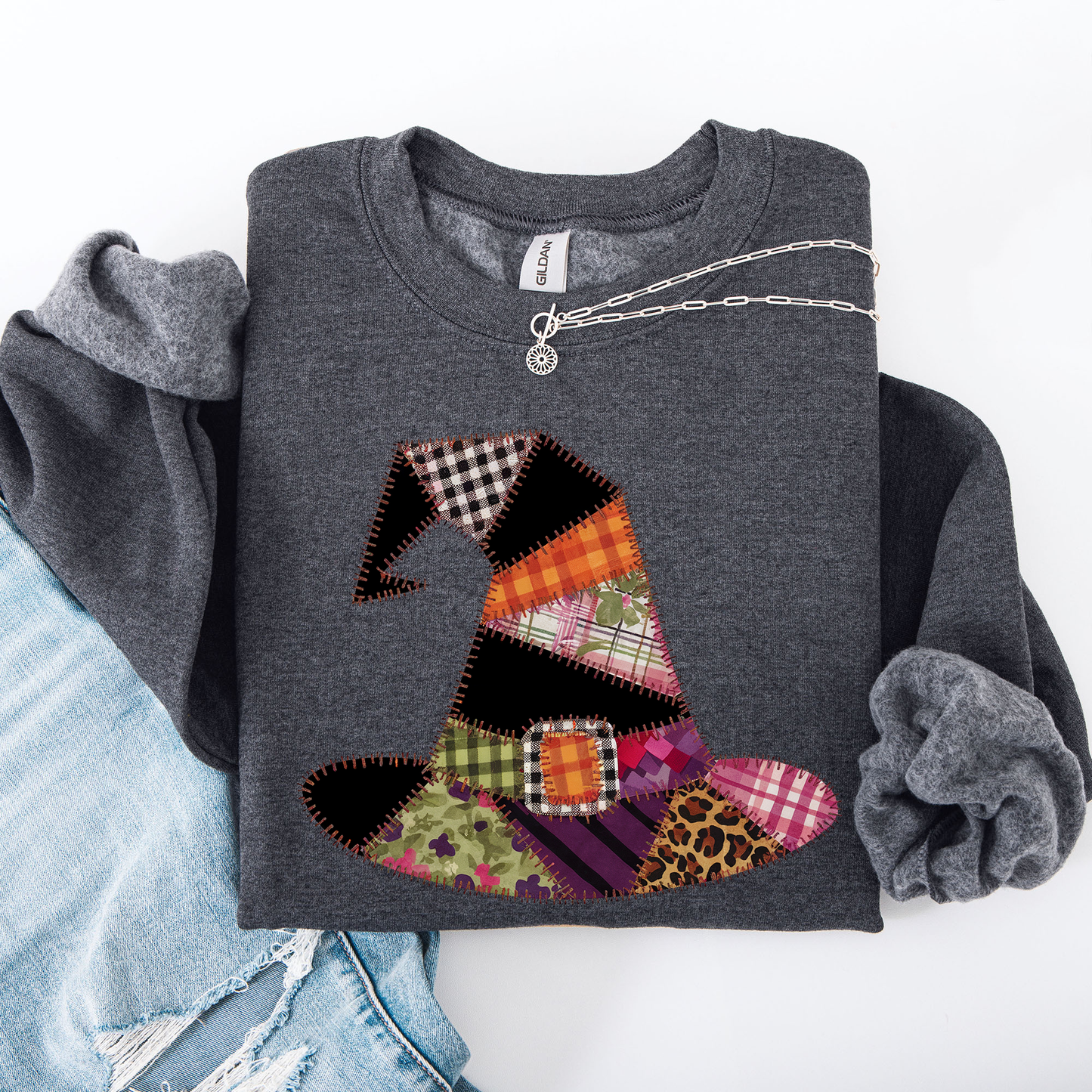 Faux Patchwork Witch Hat Patchwork Halloween Shirt Refinery No. 1