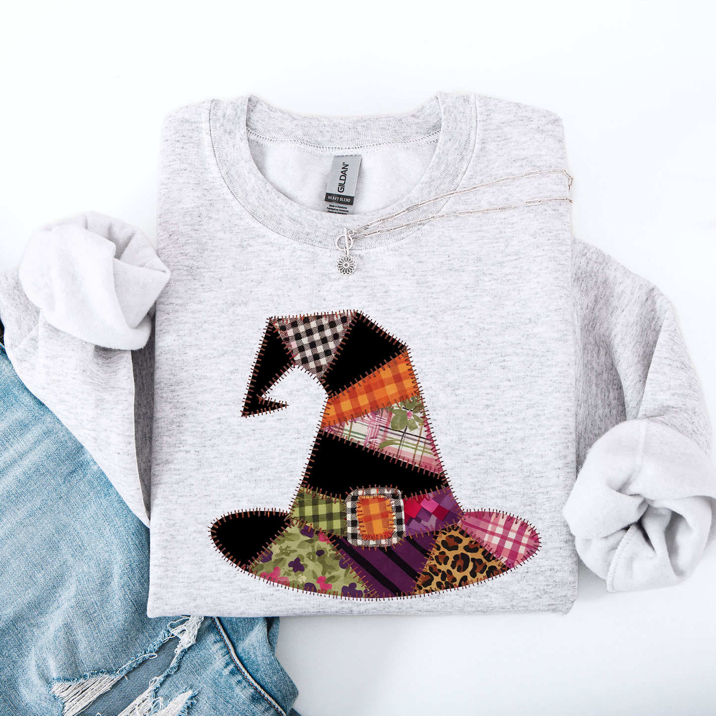 Faux Patchwork Witch Hat Patchwork Halloween Shirt Refinery No. 1