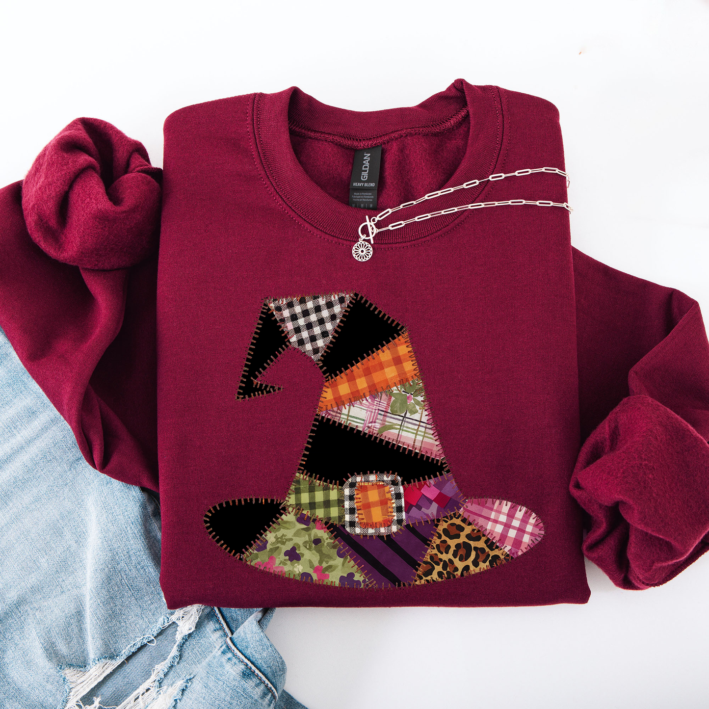 Faux Patchwork Witch Hat Patchwork Halloween Shirt Refinery No. 1