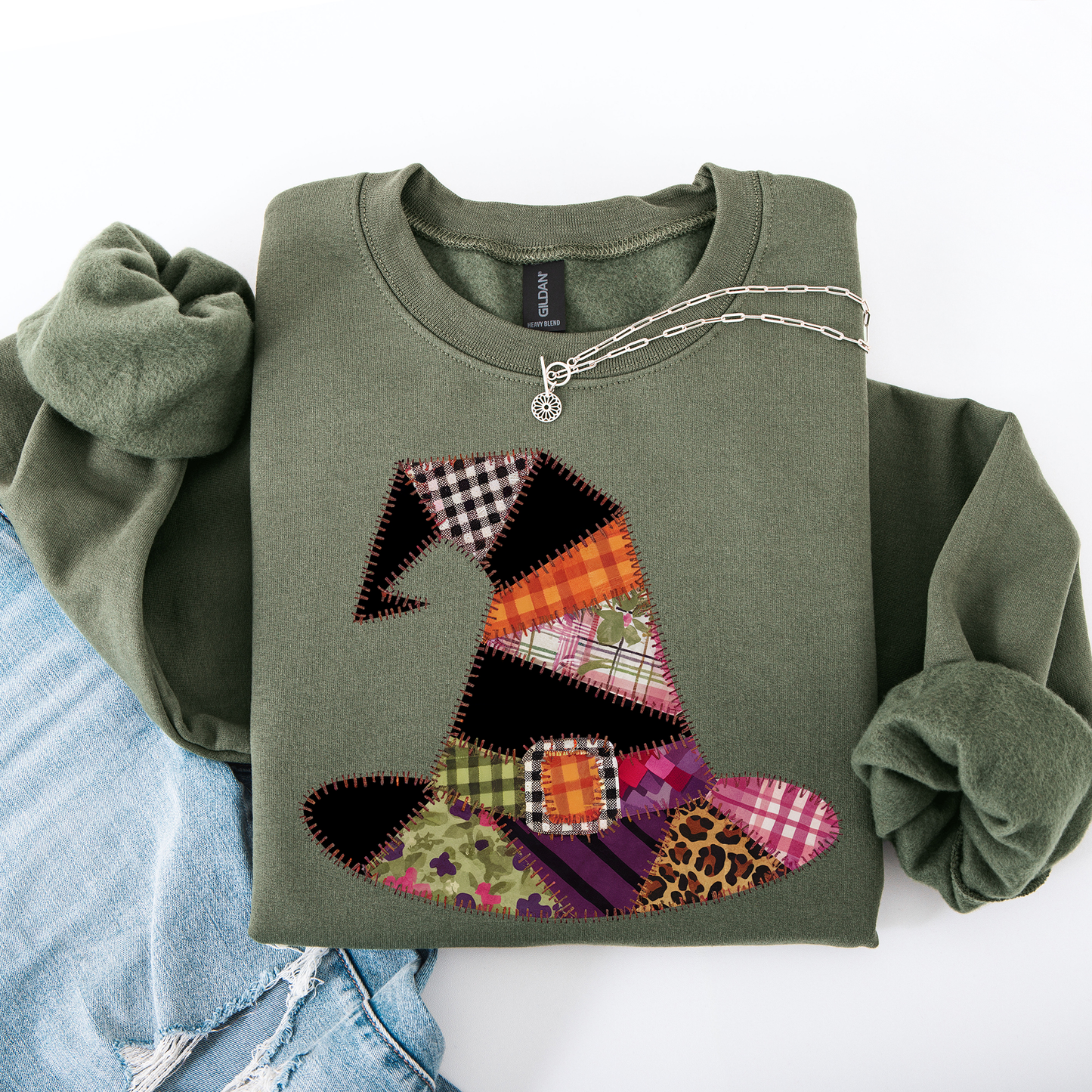 Faux Patchwork Witch Hat Patchwork Halloween Shirt Refinery No. 1