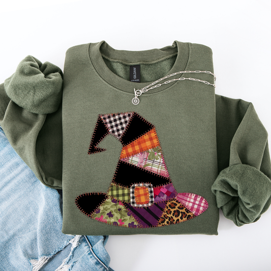 Faux Patchwork Witch Hat Patchwork Halloween Shirt Refinery No. 1