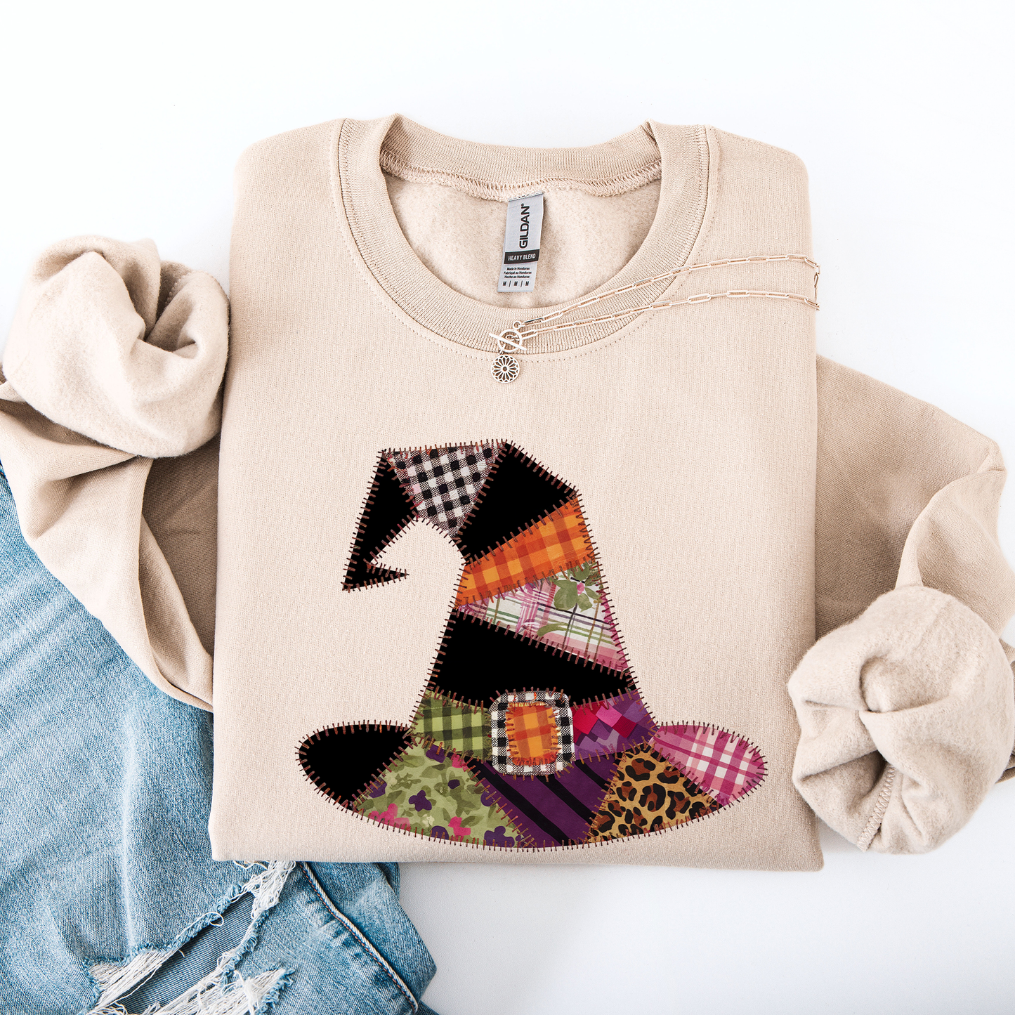 Faux Patchwork Witch Hat Patchwork Halloween Shirt Refinery No. 1