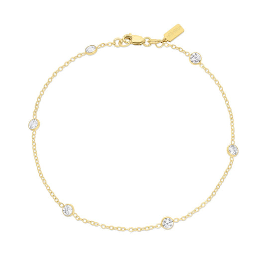Faye 14k Gold Filled Anklet with Cubic Zirconia Chain