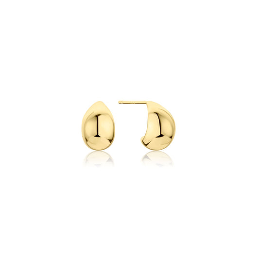 14k Gold Dome Earrings 12.5mm Post Felix Hoops The First Layer