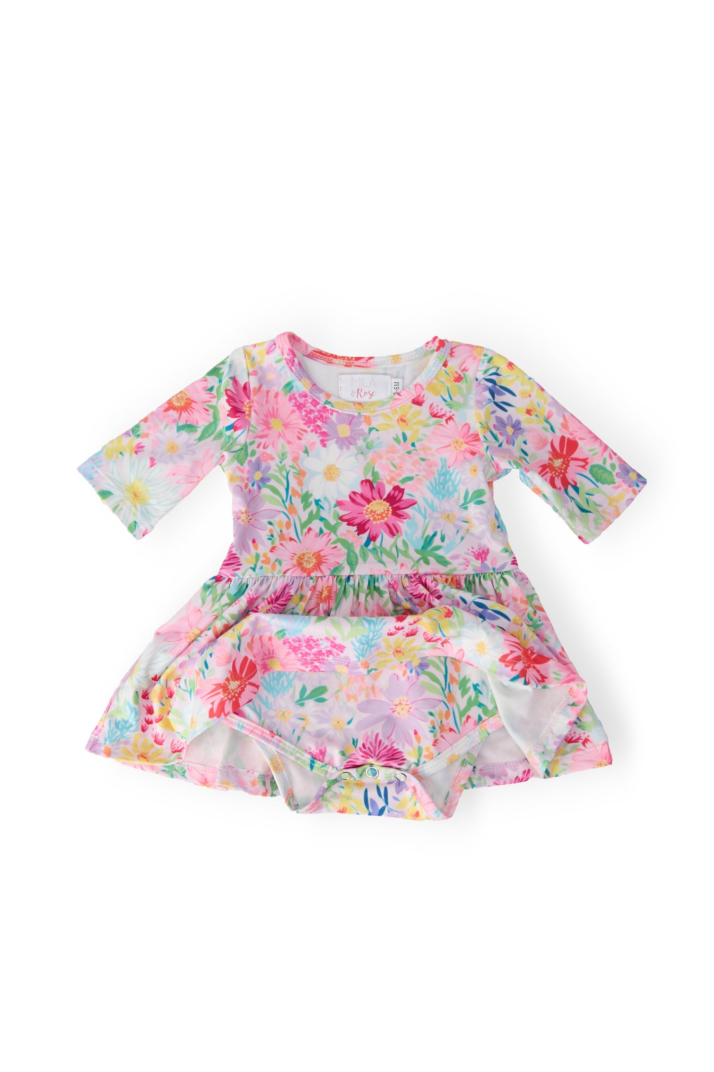 Field of Flowers 3/4 Twirl Bodysuit for Babies Mila & Rose