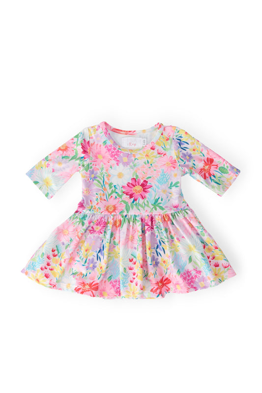 Field of Flowers 3/4 Twirl Bodysuit for Babies Mila & Rose