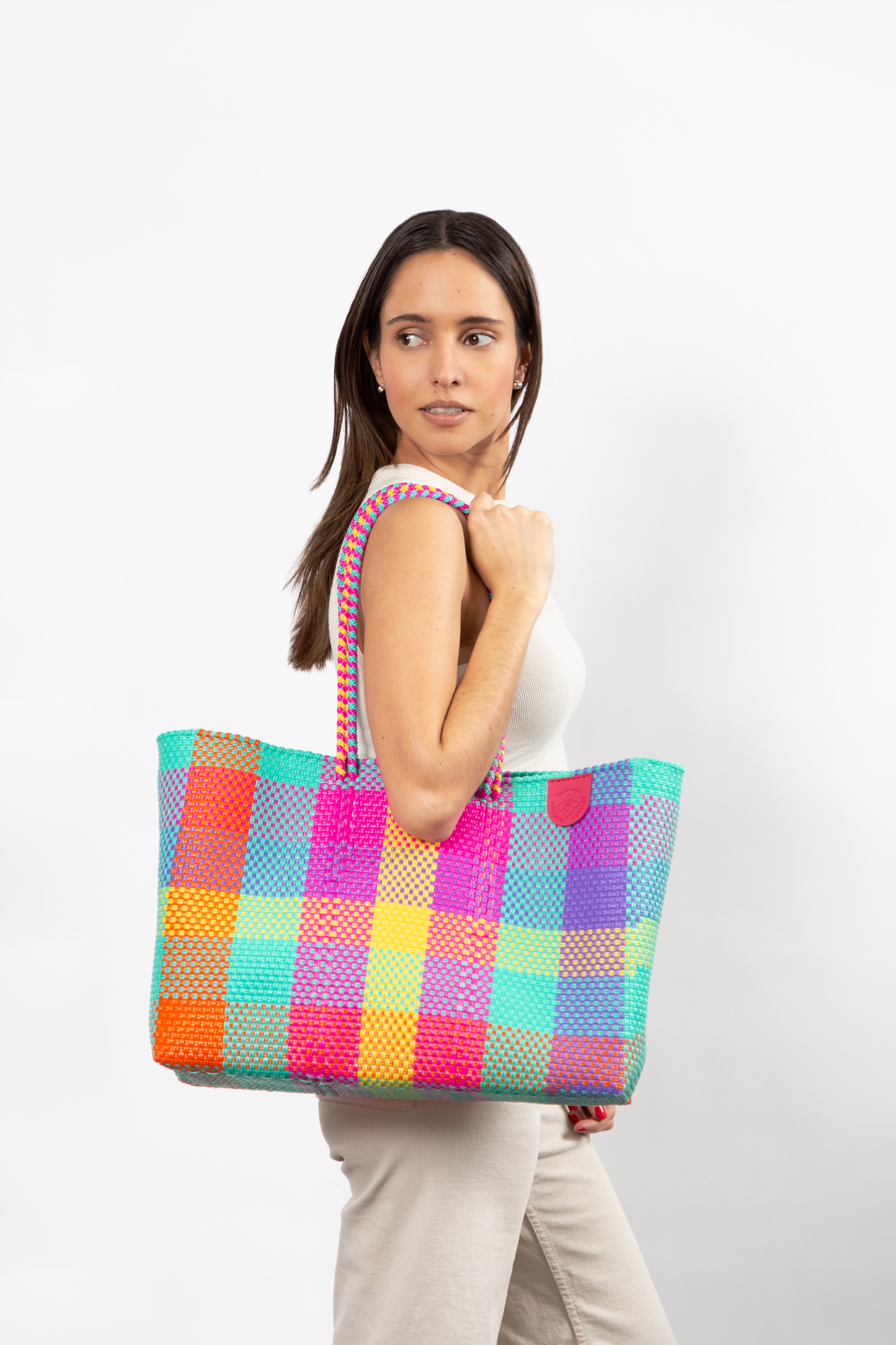 Fiesta Woven Super Tote Water-Resistant Tote Bag Tin Marin
