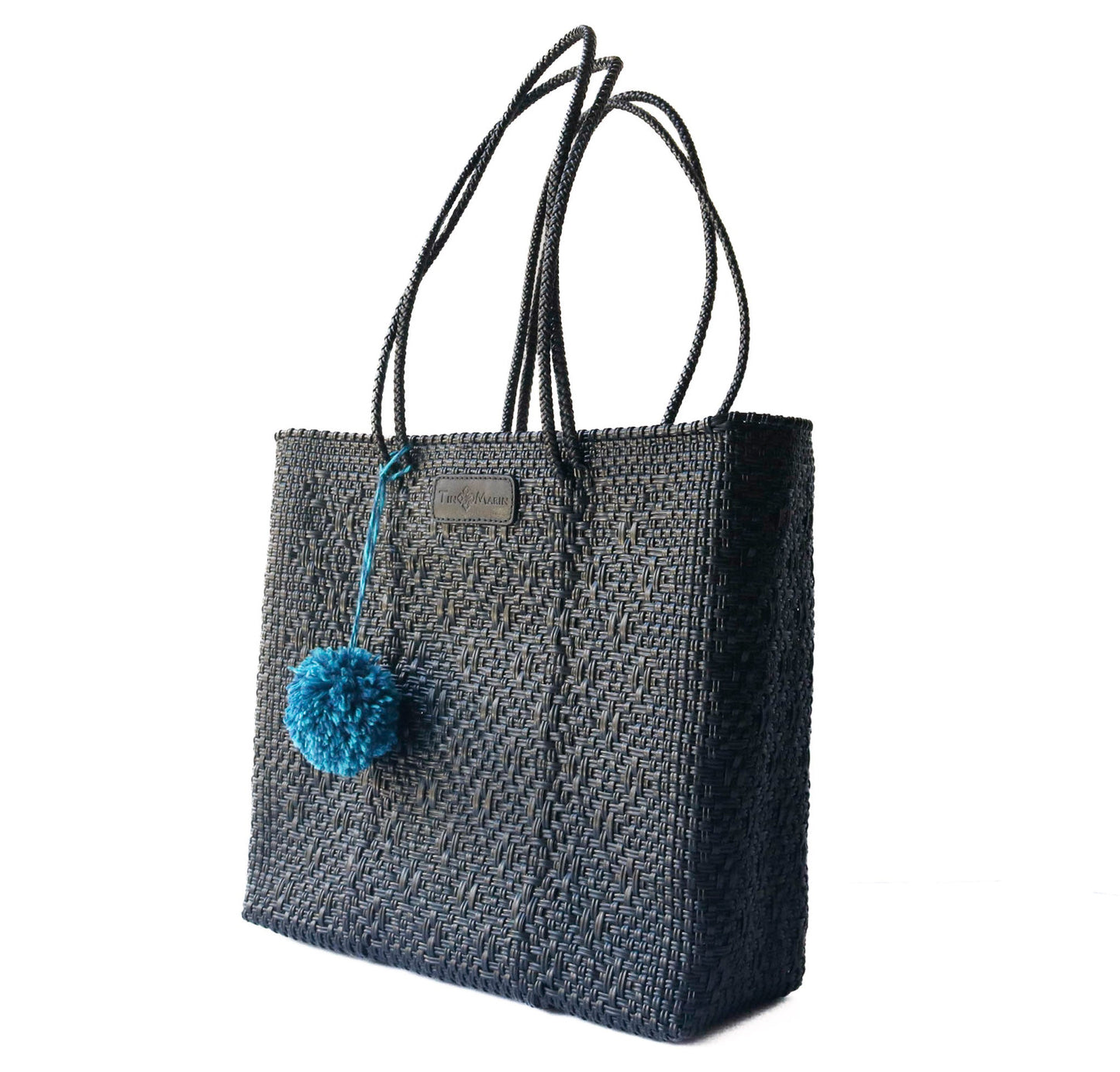 All Black Woven Tote Handwoven Tote Bag Tin Marin