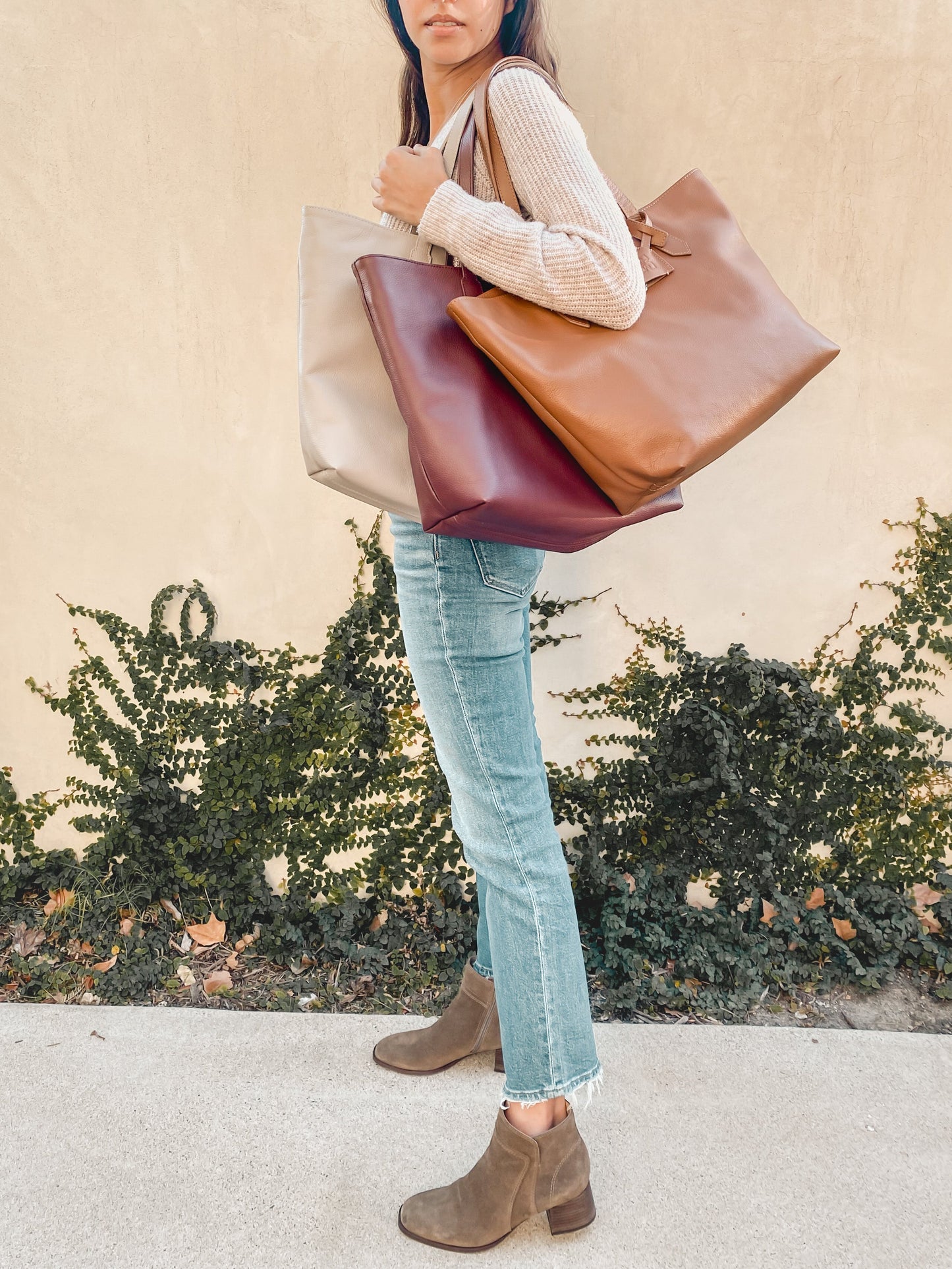 Leather Spacious Tote Bag Martina by Tin Marin