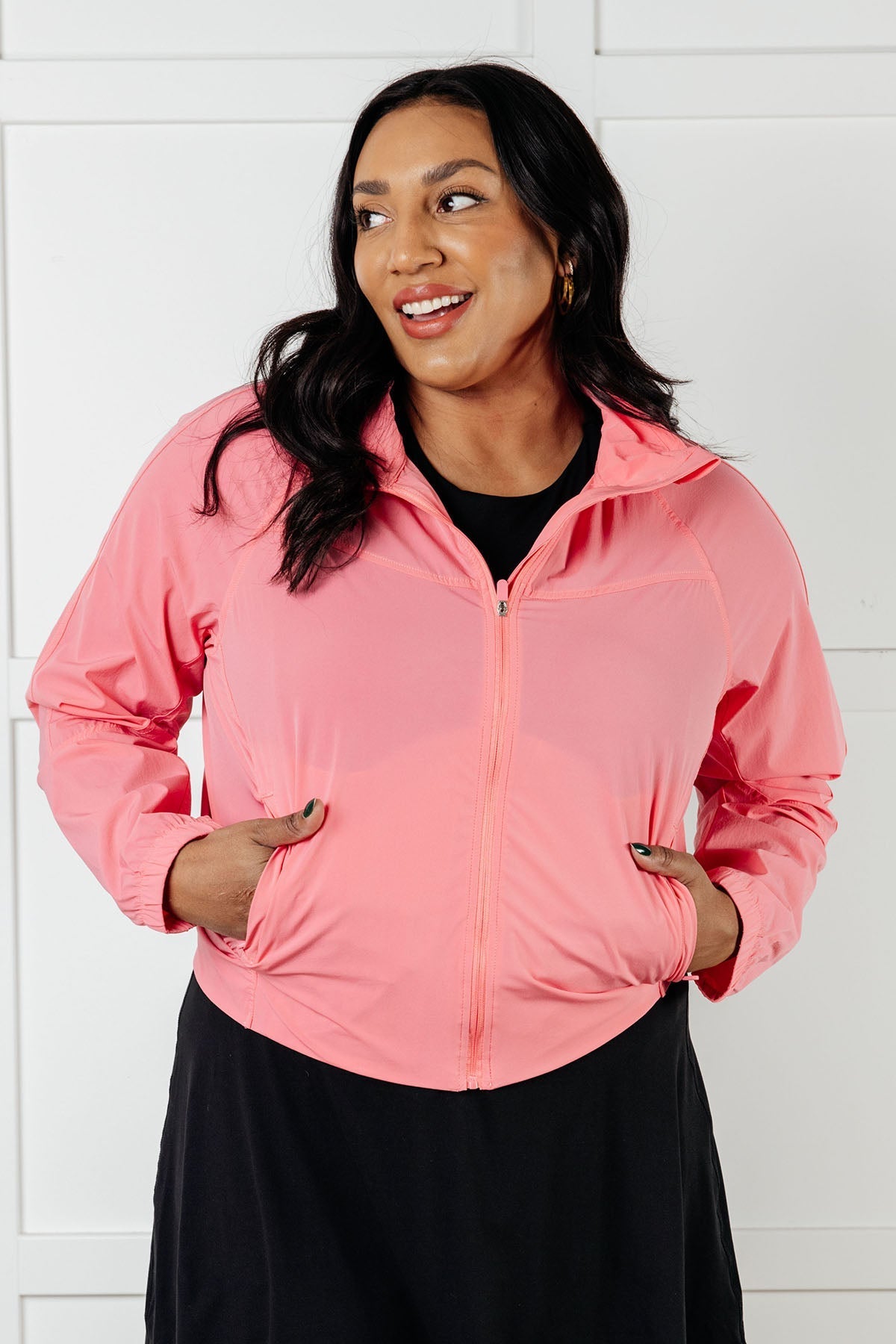 Nylon Coral Rose Tennis Jacket Fit Happens