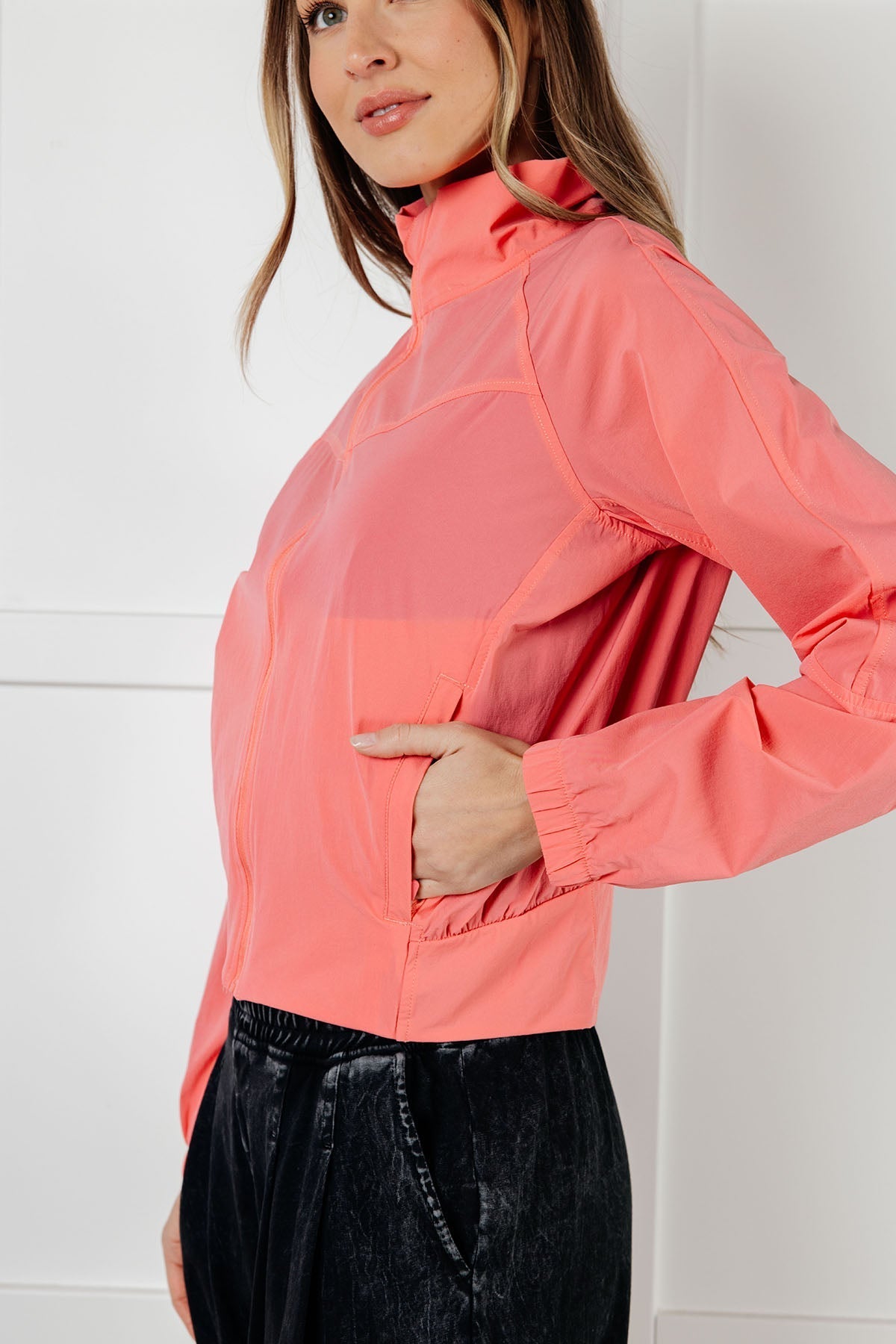 Nylon Coral Rose Tennis Jacket Fit Happens
